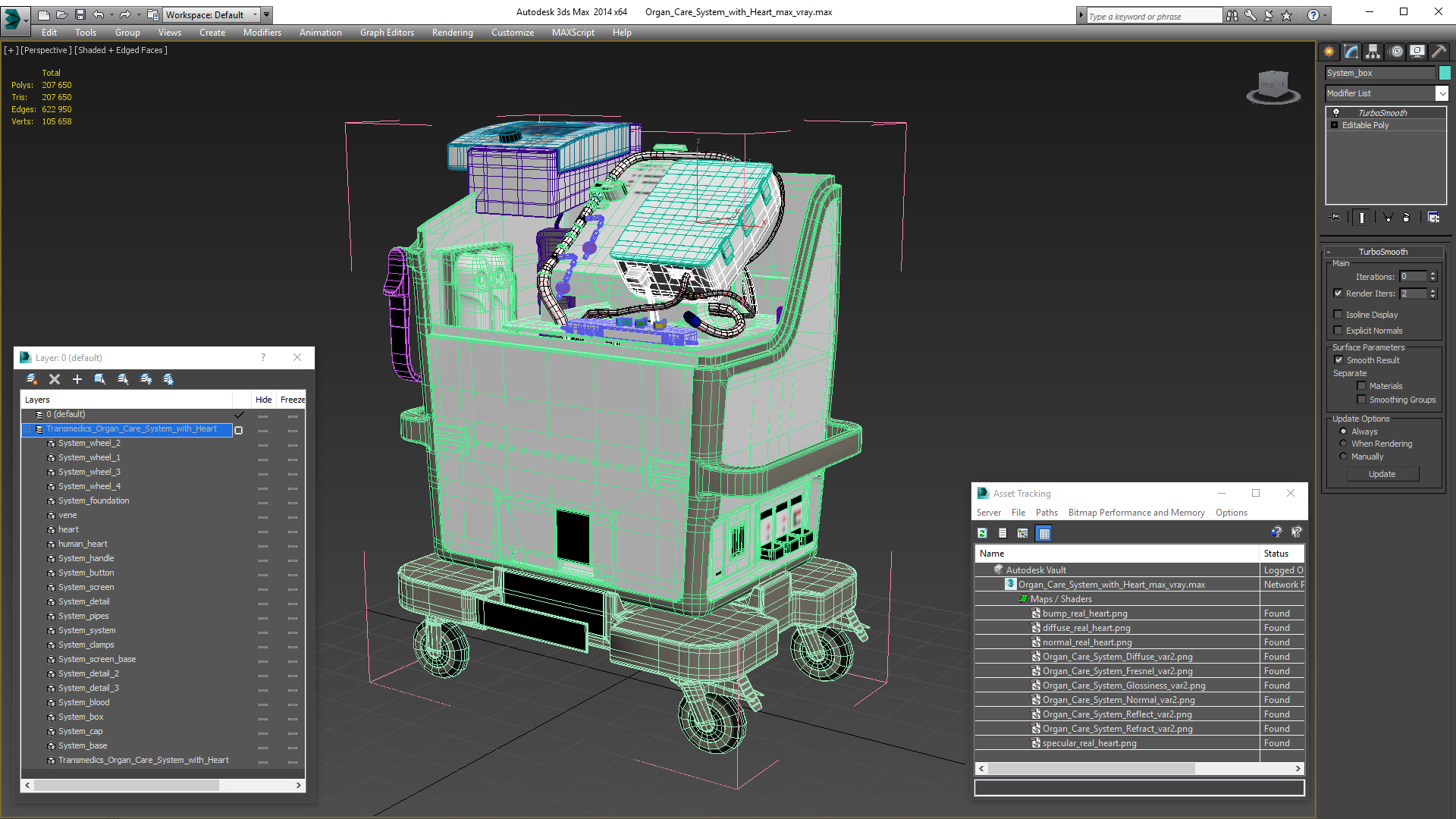 3D Organ Care System with Heart model