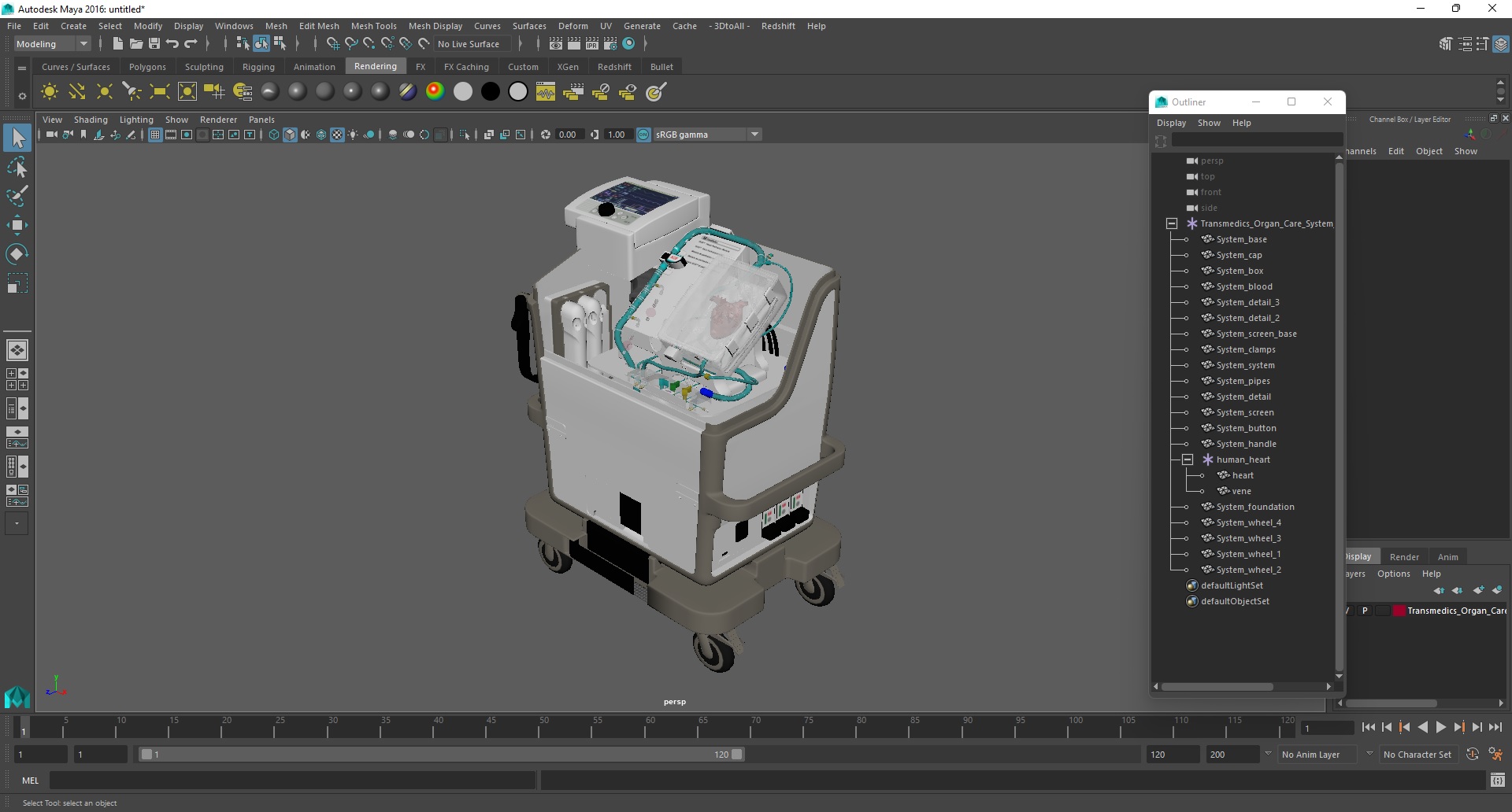 3D Organ Care System with Heart model