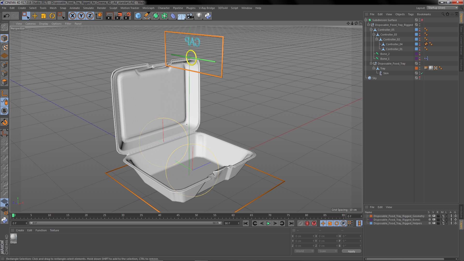 3D Disposable Food Tray Rigged for Cinema 4D