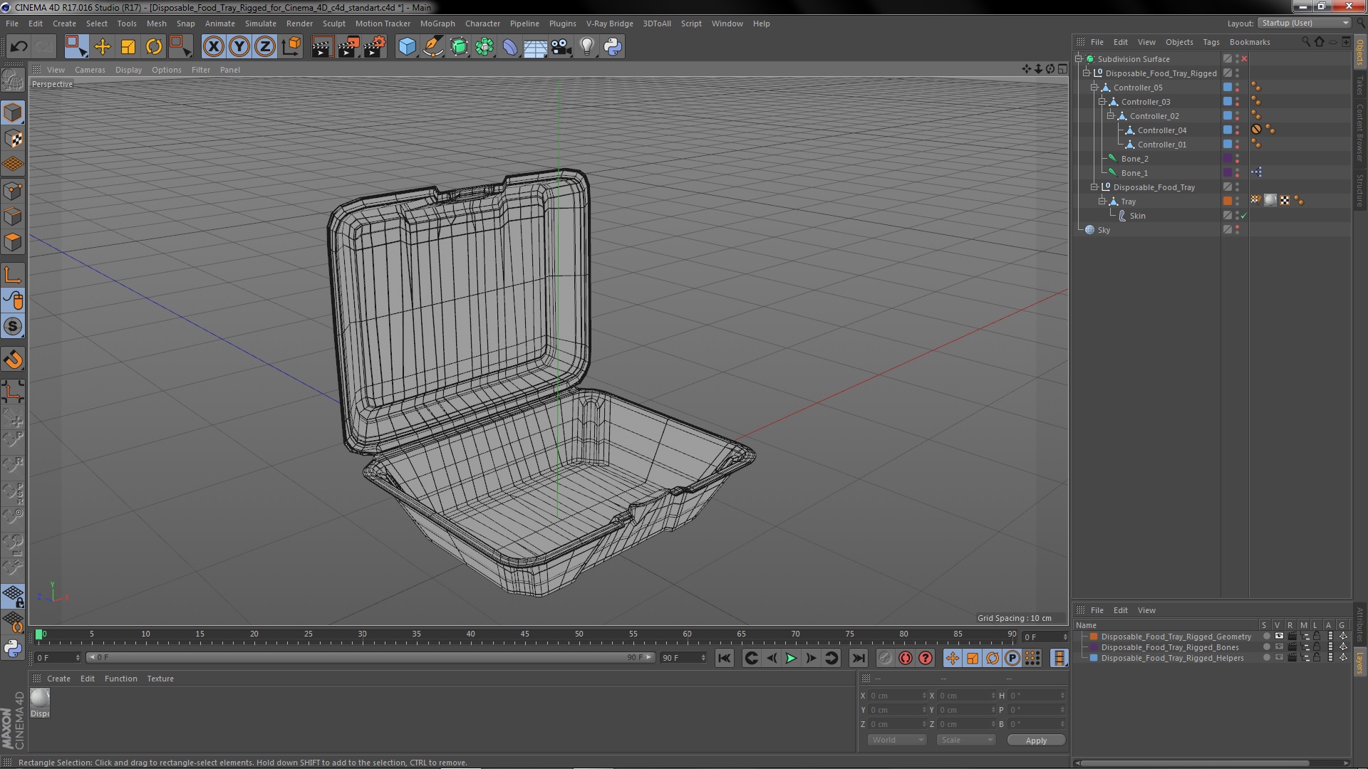 3D Disposable Food Tray Rigged for Cinema 4D