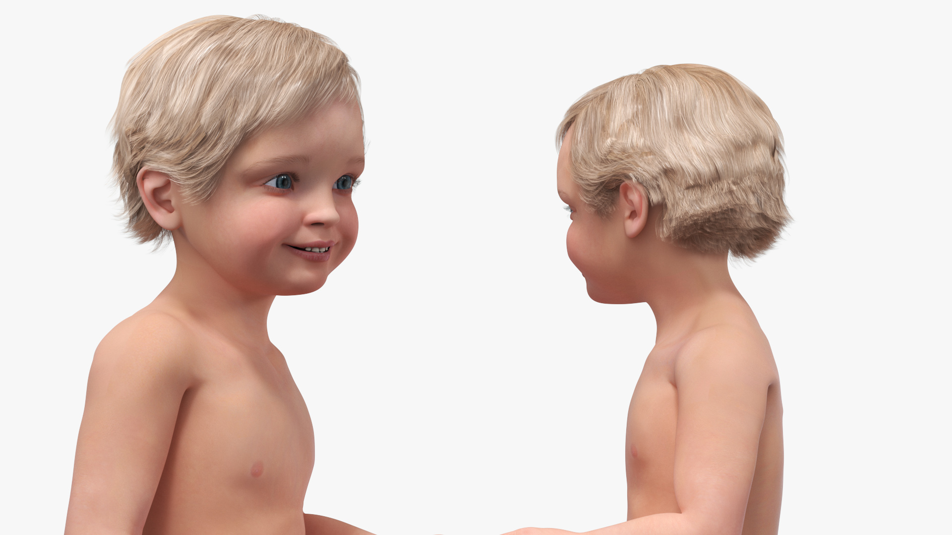 3D Boy Aged 1 Year in Diaper Sitting Pose model