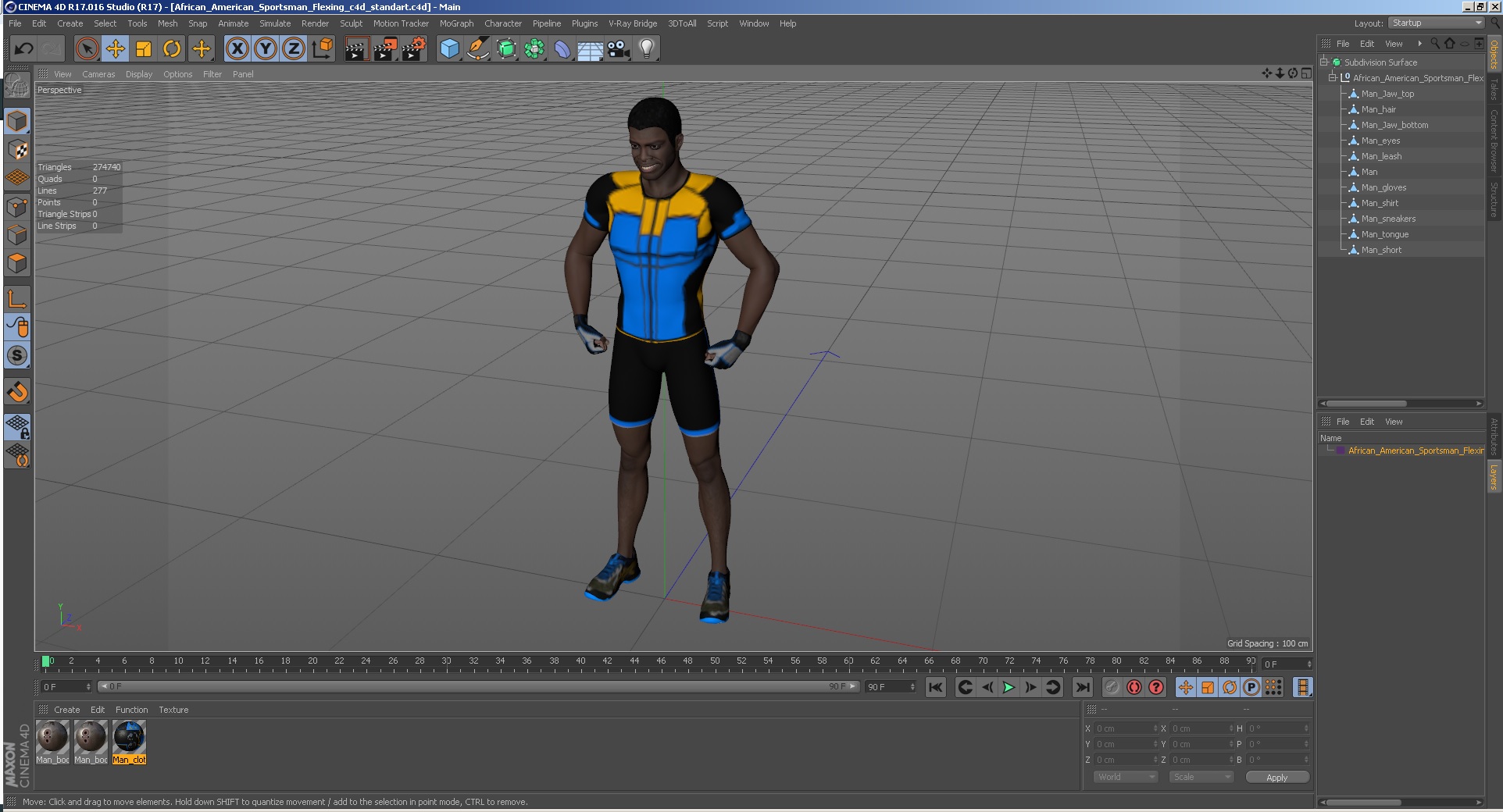 African American Sportsman Flexing 3D model