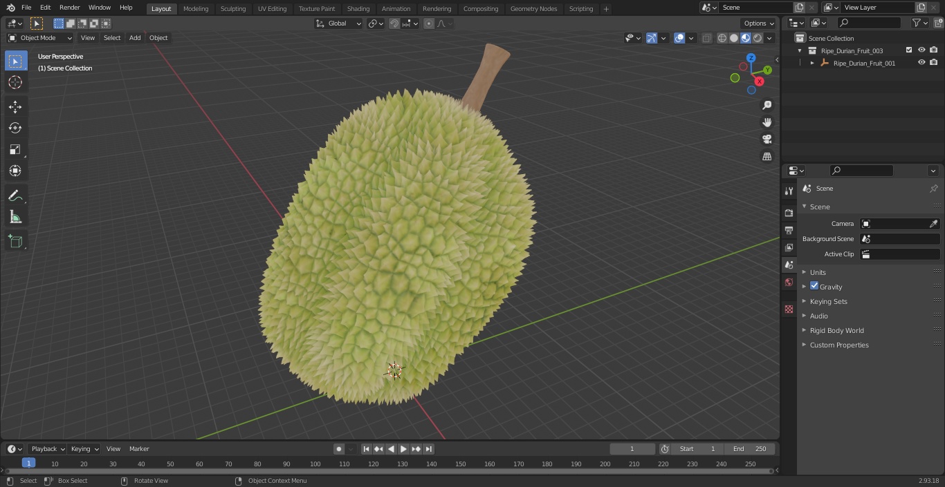 Ripe Durian Fruit 3D