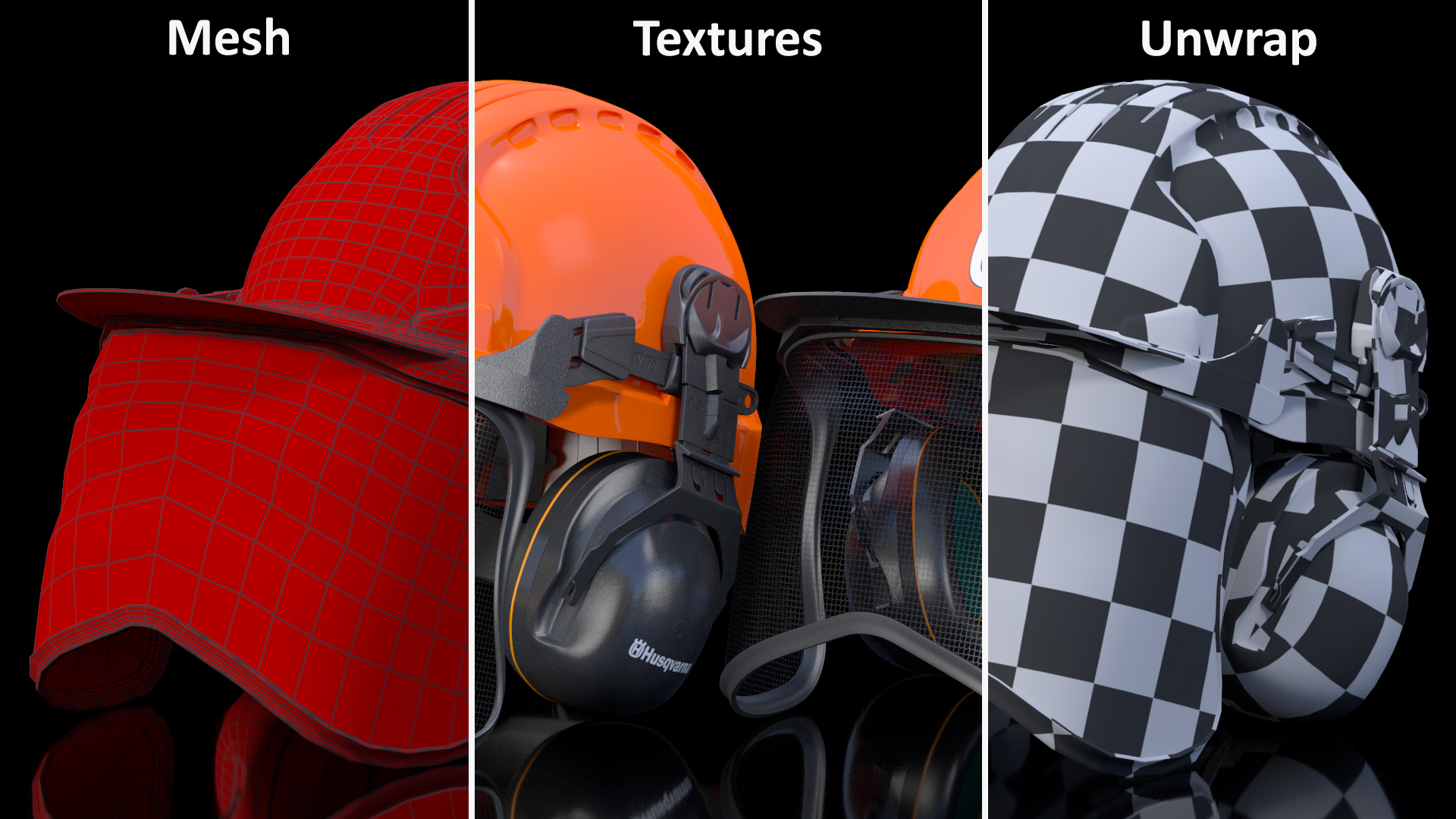 3D Orange Helmet Protect Head Husqvarna Forest model