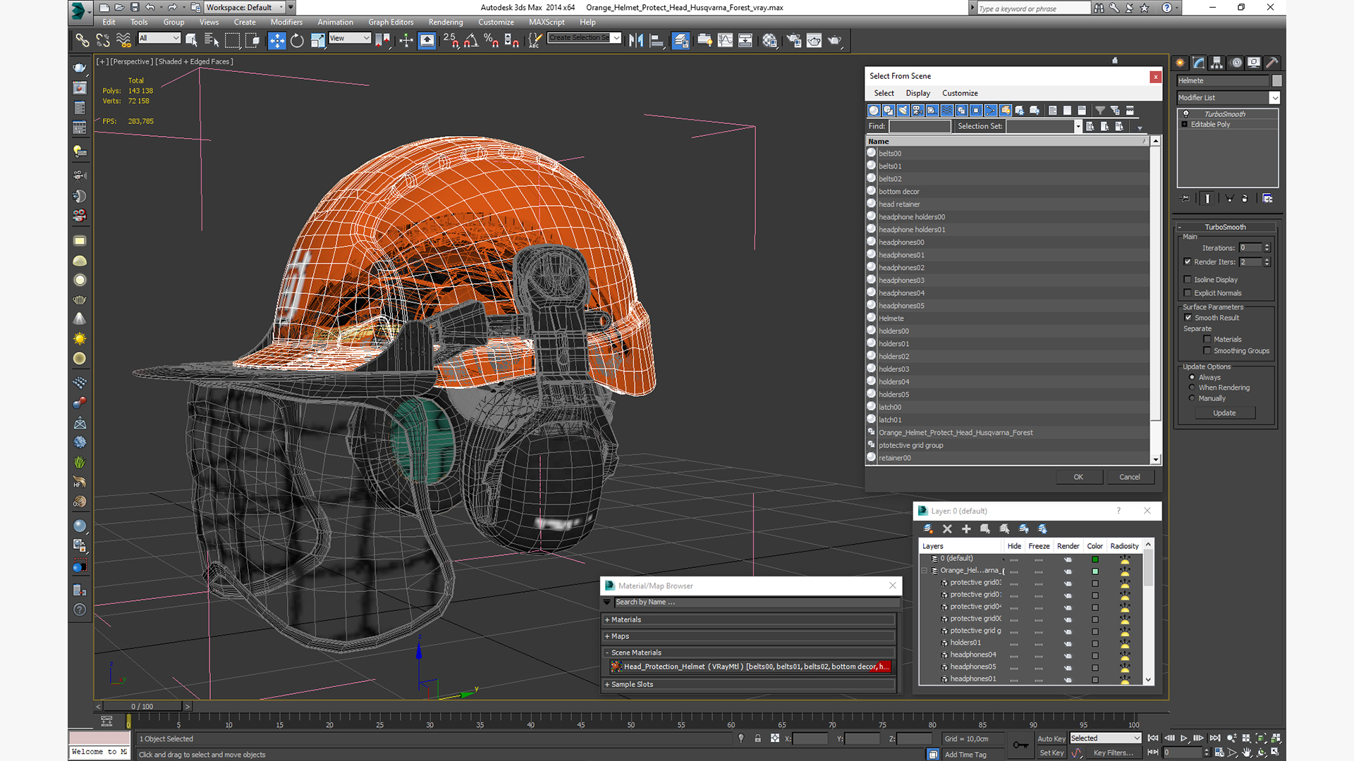 3D Orange Helmet Protect Head Husqvarna Forest model