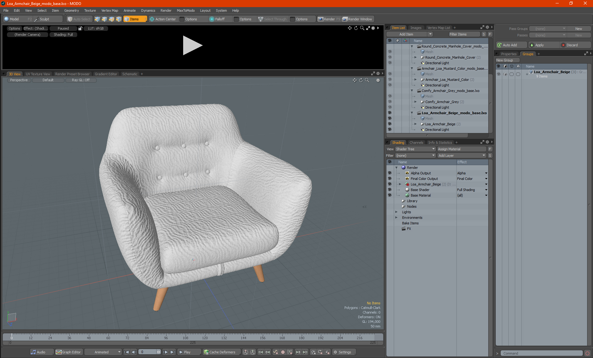 3D Loa Armchair Beige model