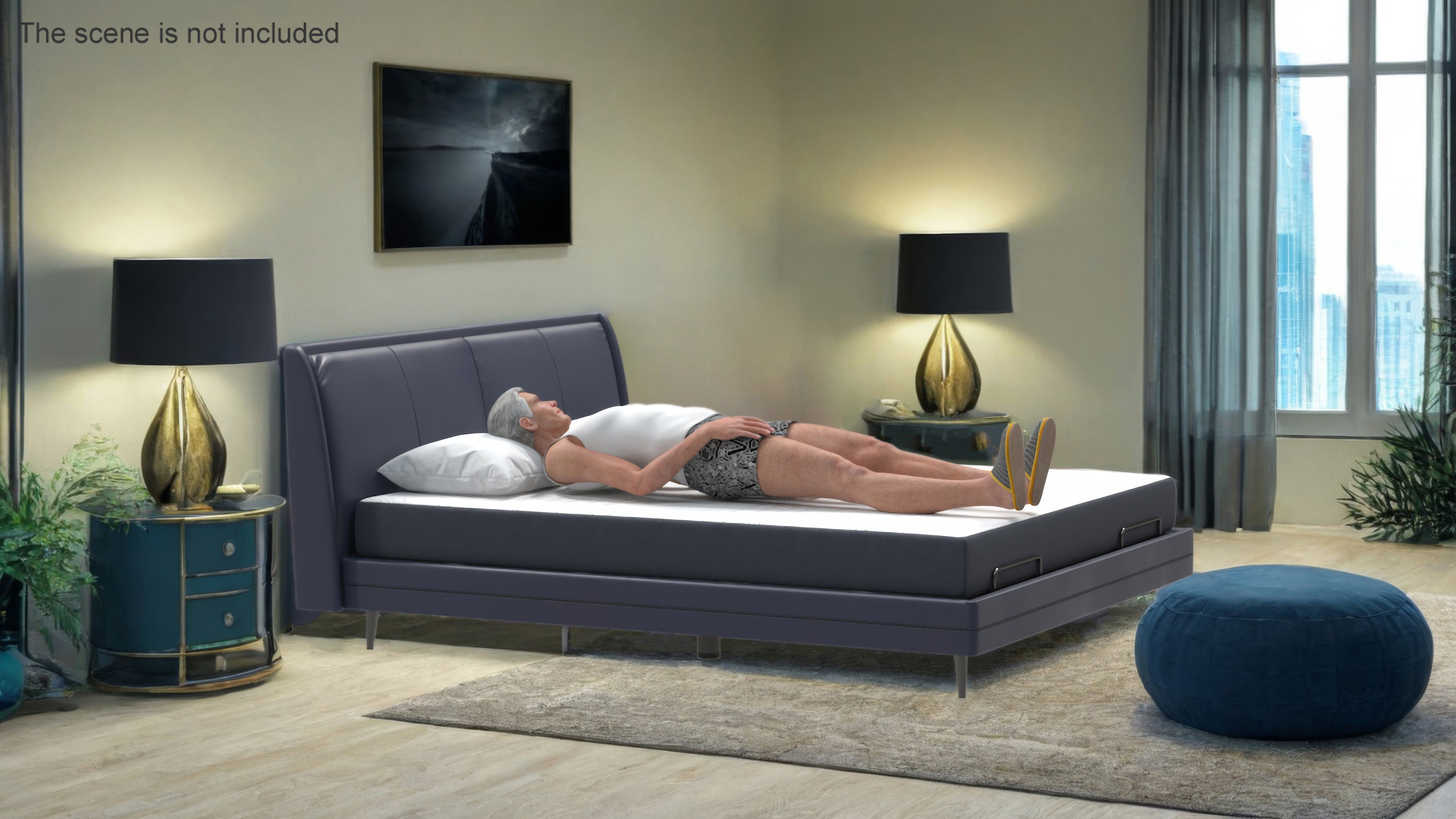 Old Man Lying on Smart Bed Pro Xiaomi 3D