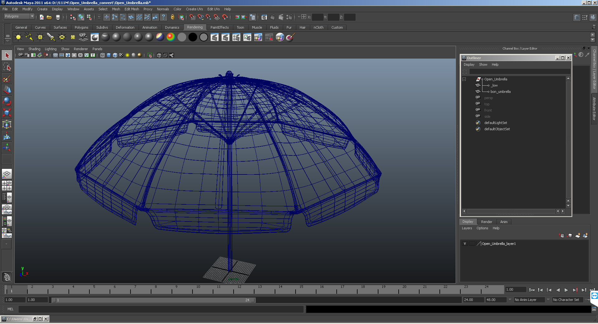 3D Open Umbrella model