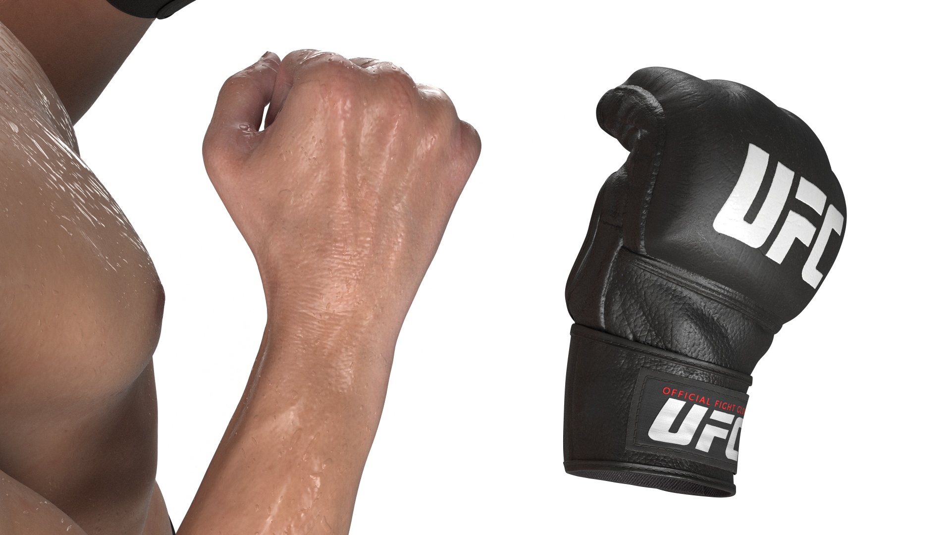 3D Fighter UFC MMA in Combat Stance Sweaty Fur model