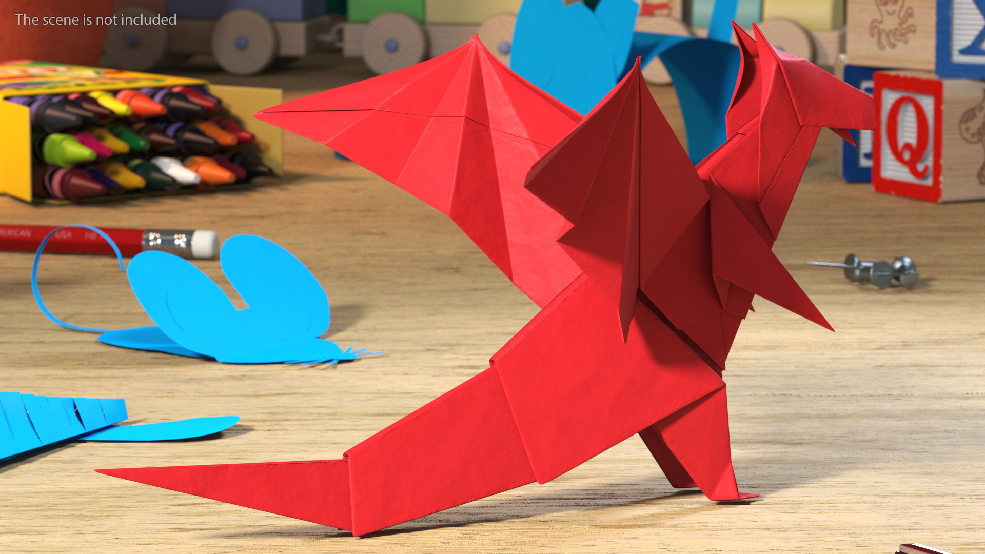 Origami Paper Red Dragon 3D model