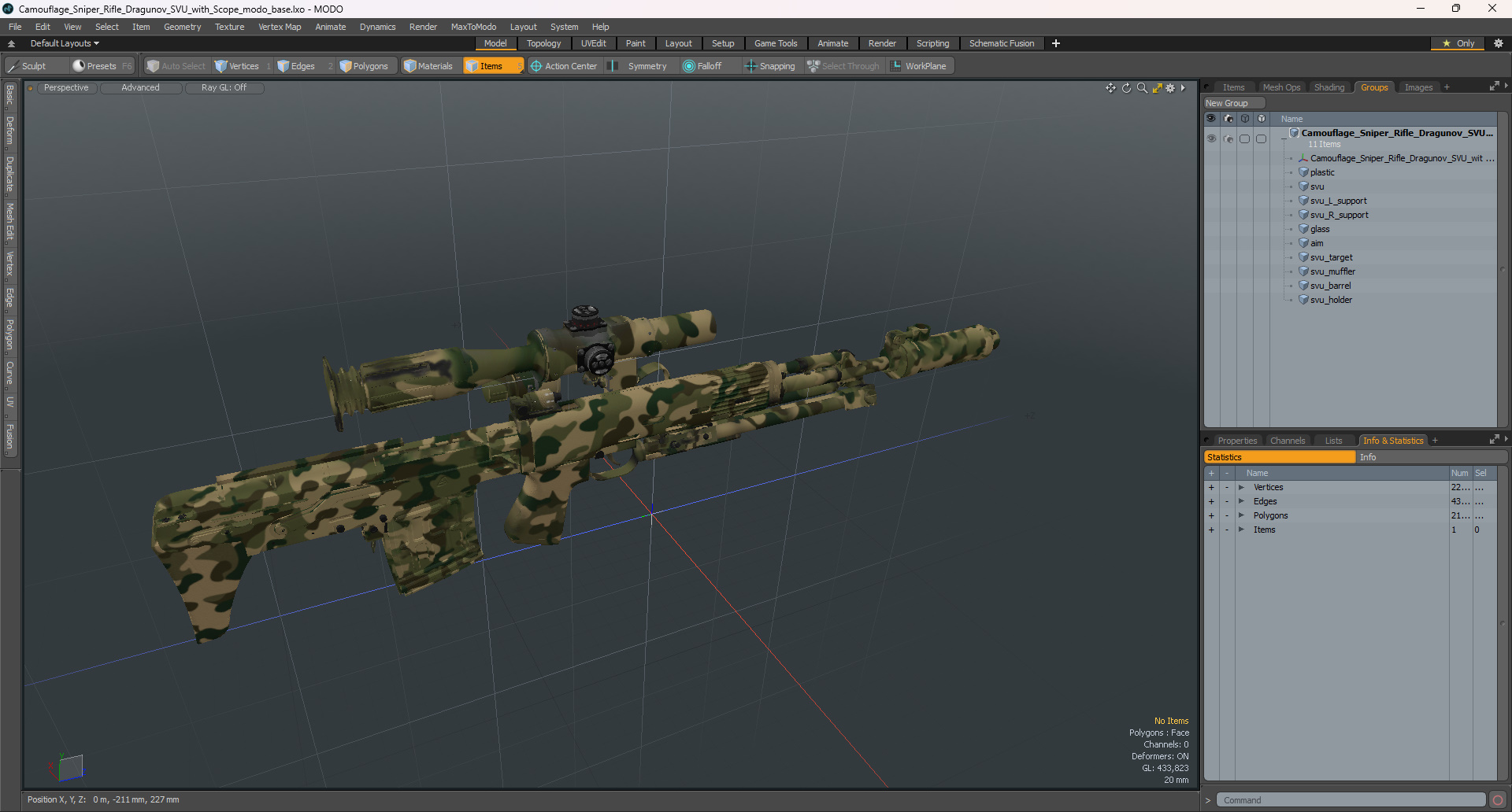 Camouflage Sniper Rifle Dragunov SVU with Scope 3D