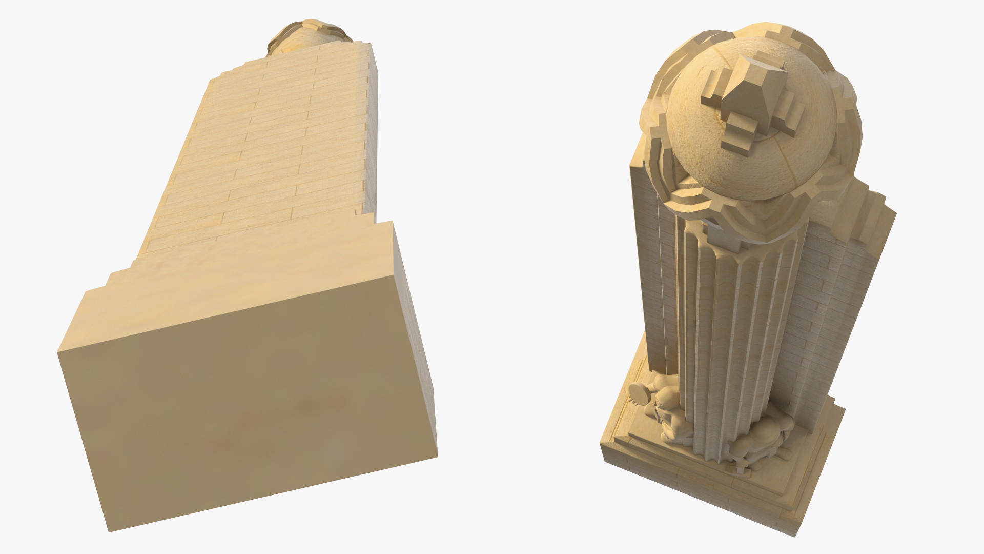 3D Decorative Architectural Column Pillar with Statues