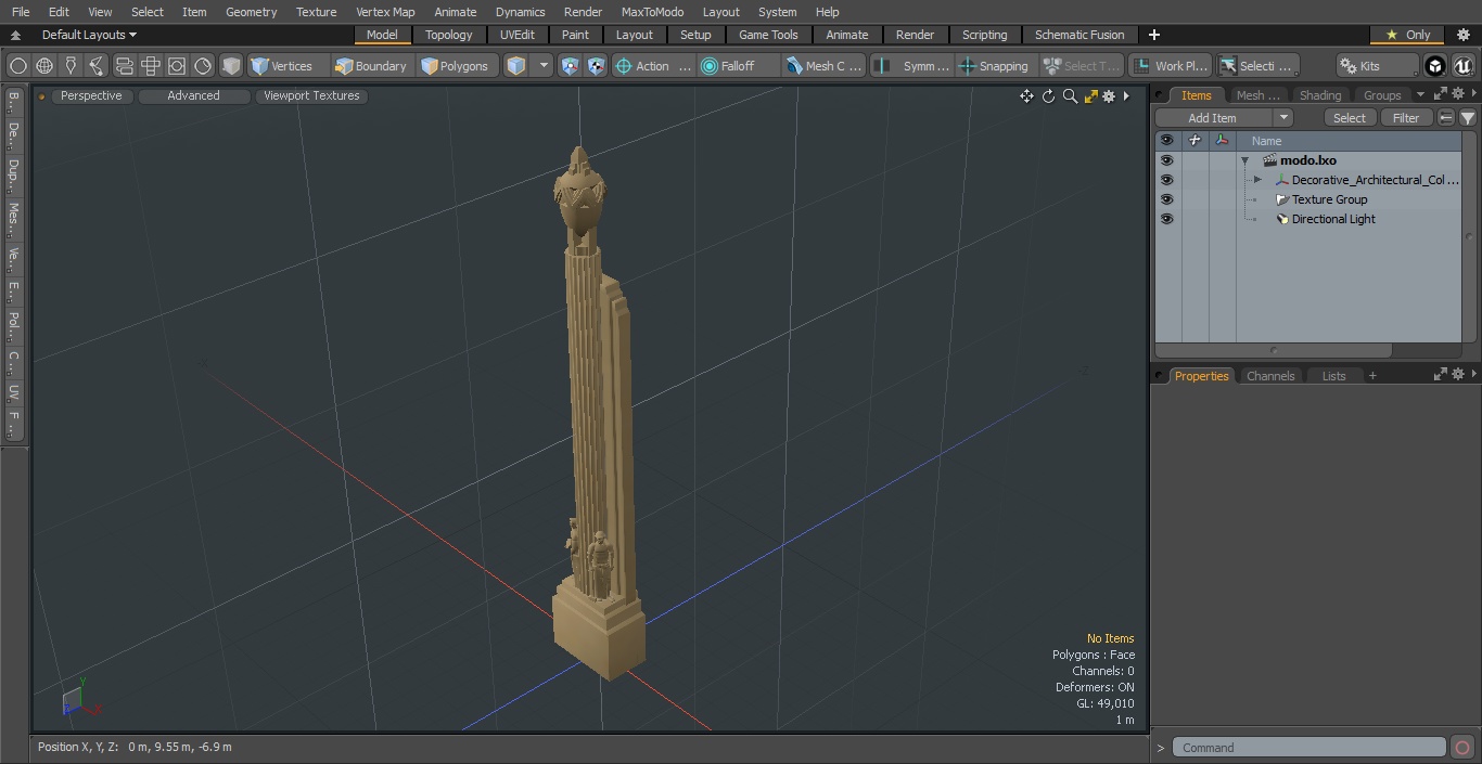 3D Decorative Architectural Column Pillar with Statues