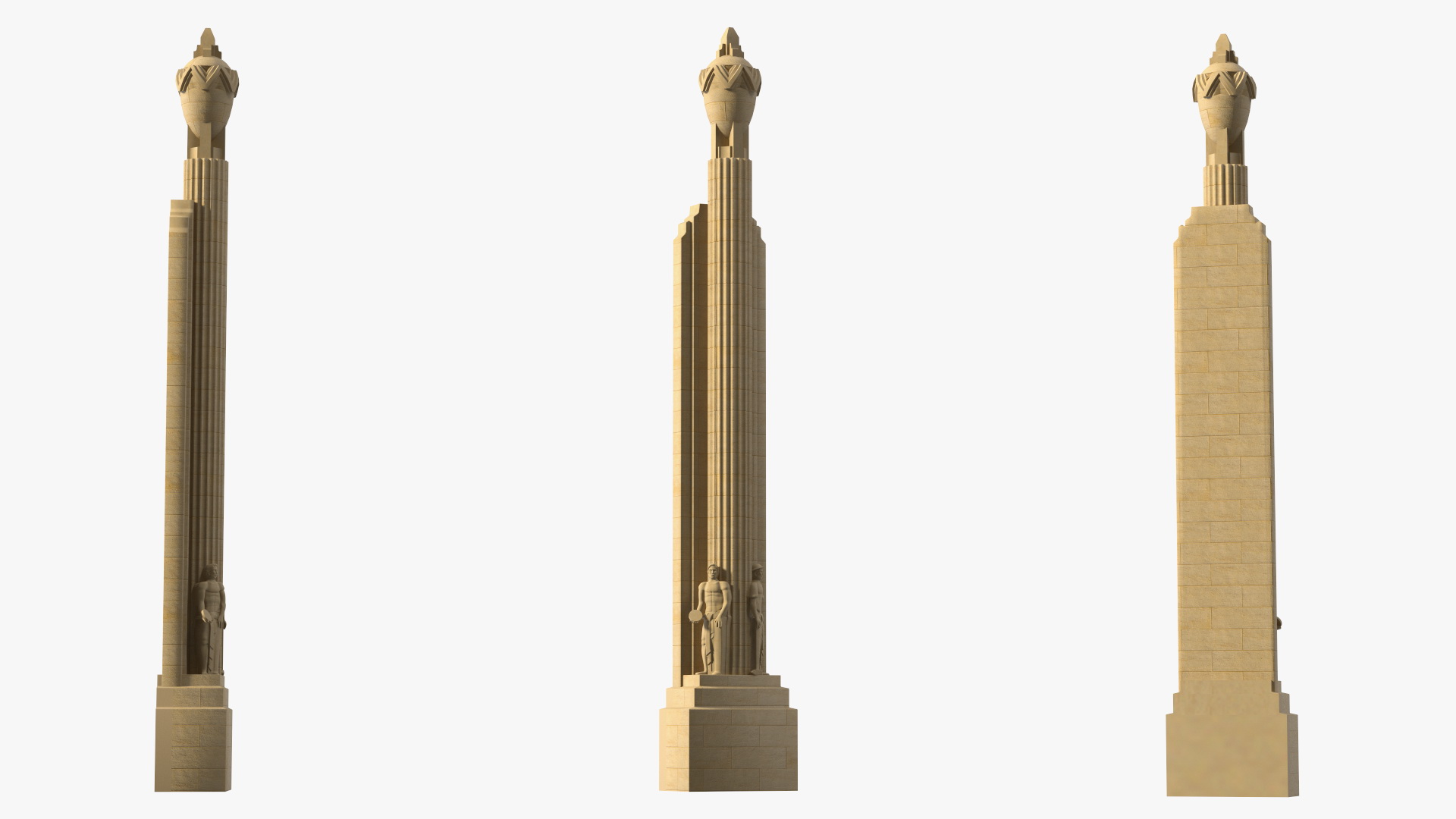 3D Decorative Architectural Column Pillar with Statues