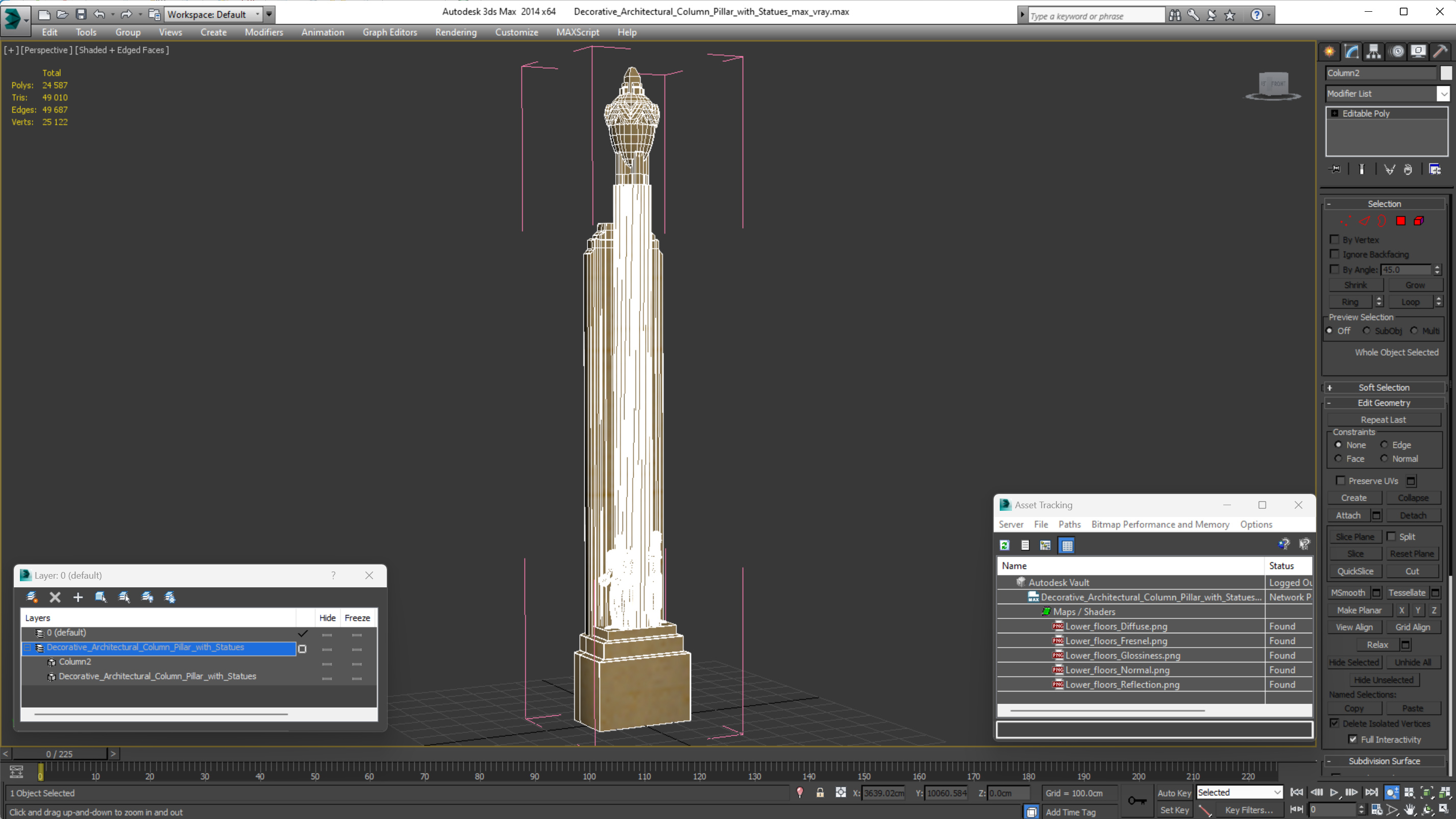 3D Decorative Architectural Column Pillar with Statues