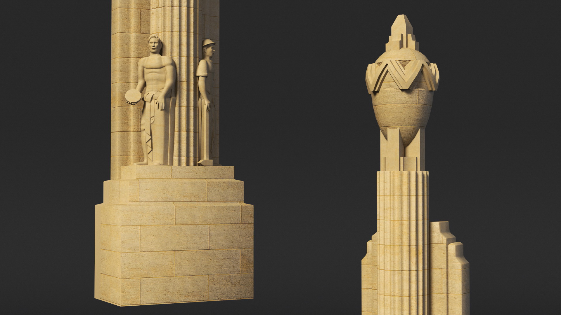 3D Decorative Architectural Column Pillar with Statues