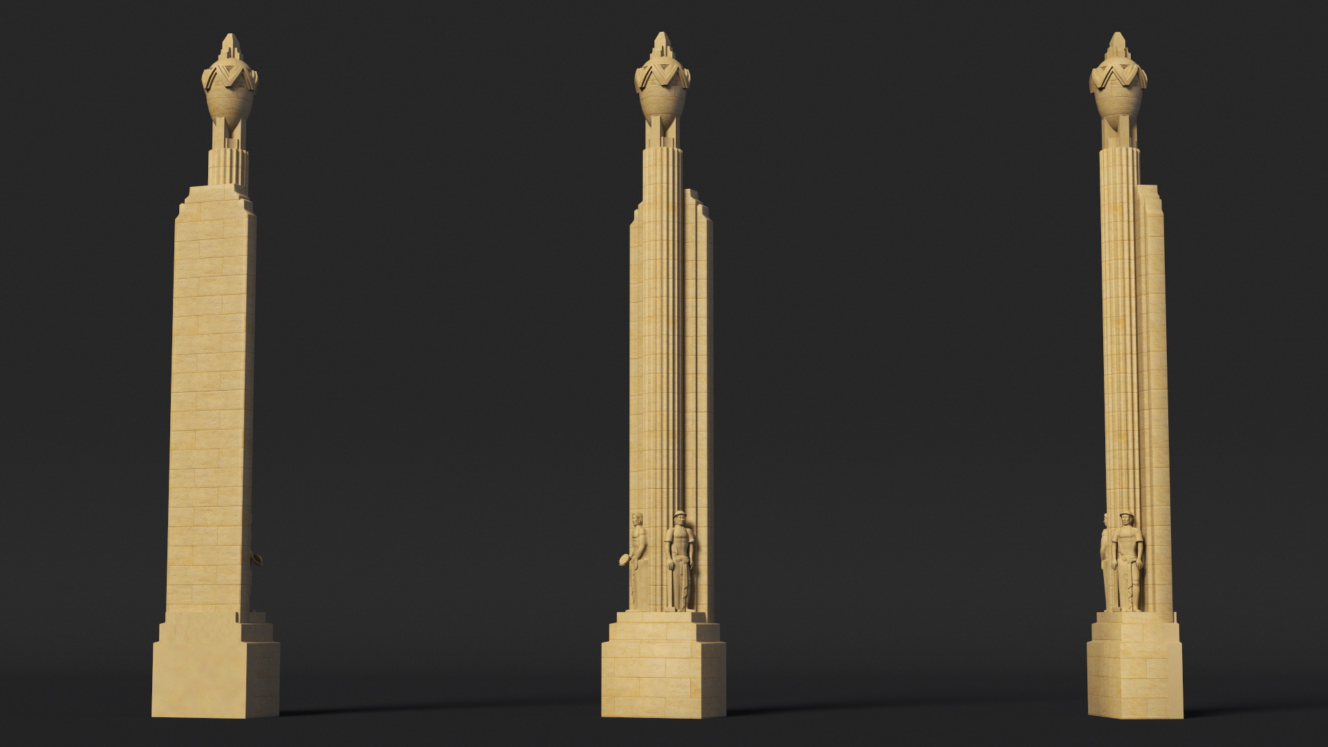 3D Decorative Architectural Column Pillar with Statues