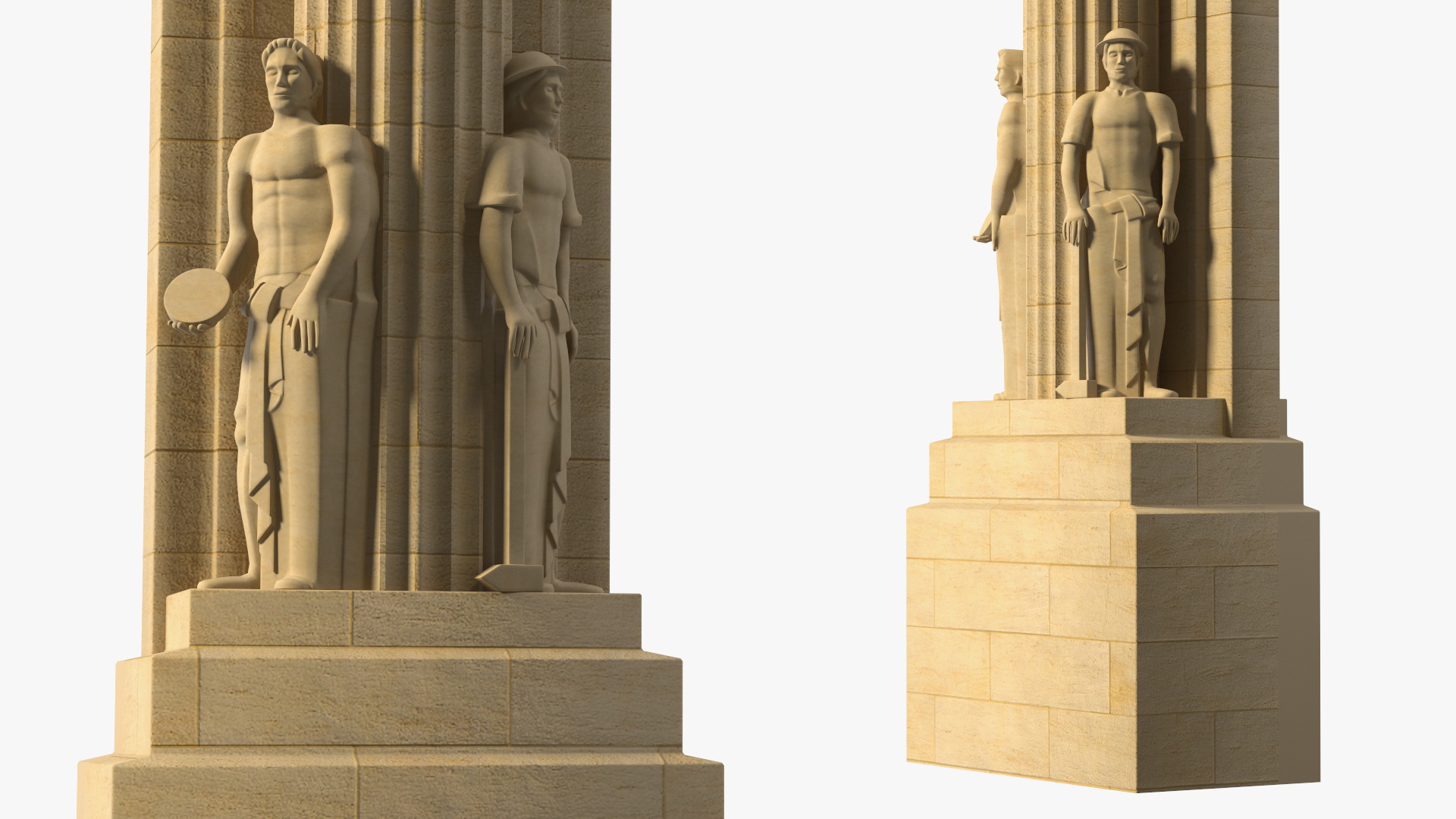 3D Decorative Architectural Column Pillar with Statues