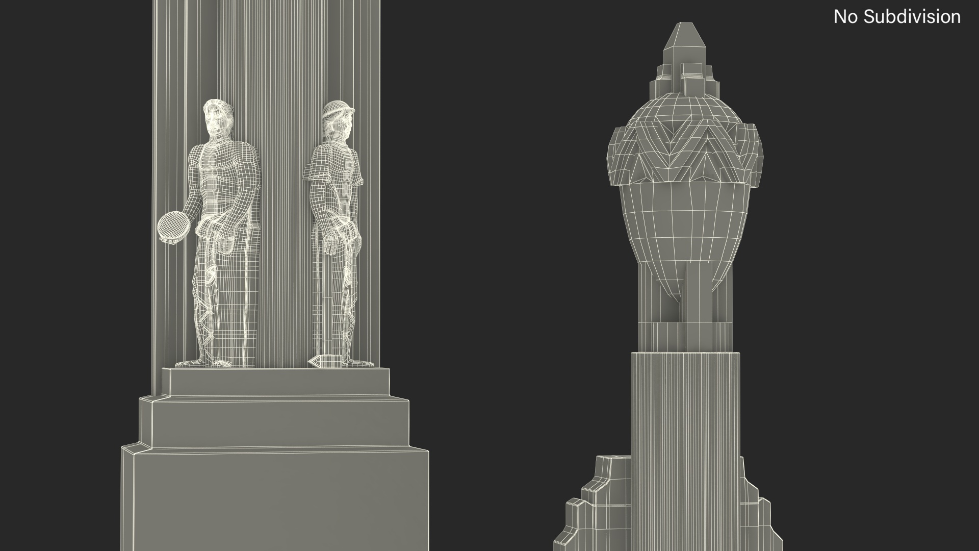 3D Decorative Architectural Column Pillar with Statues