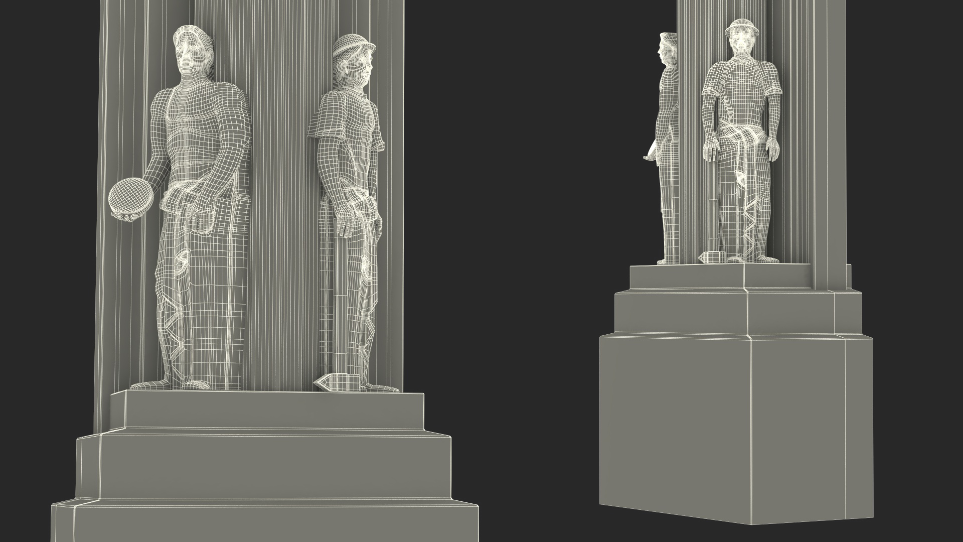 3D Decorative Architectural Column Pillar with Statues