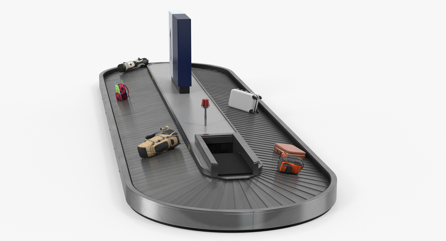 3D model Baggage Claim Conveyor Metal Rigged