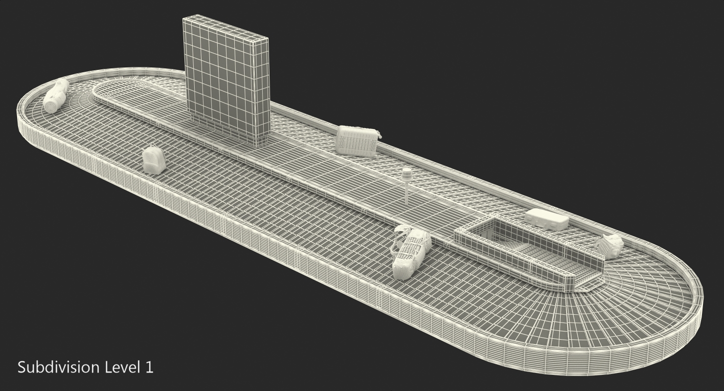 3D model Baggage Claim Conveyor Metal Rigged