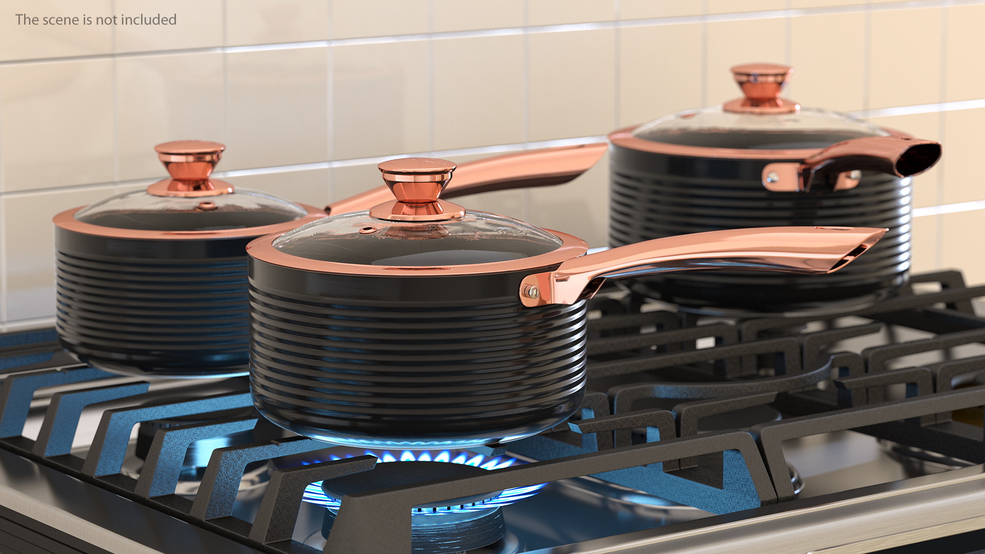 3D Tower Saucepan Set model