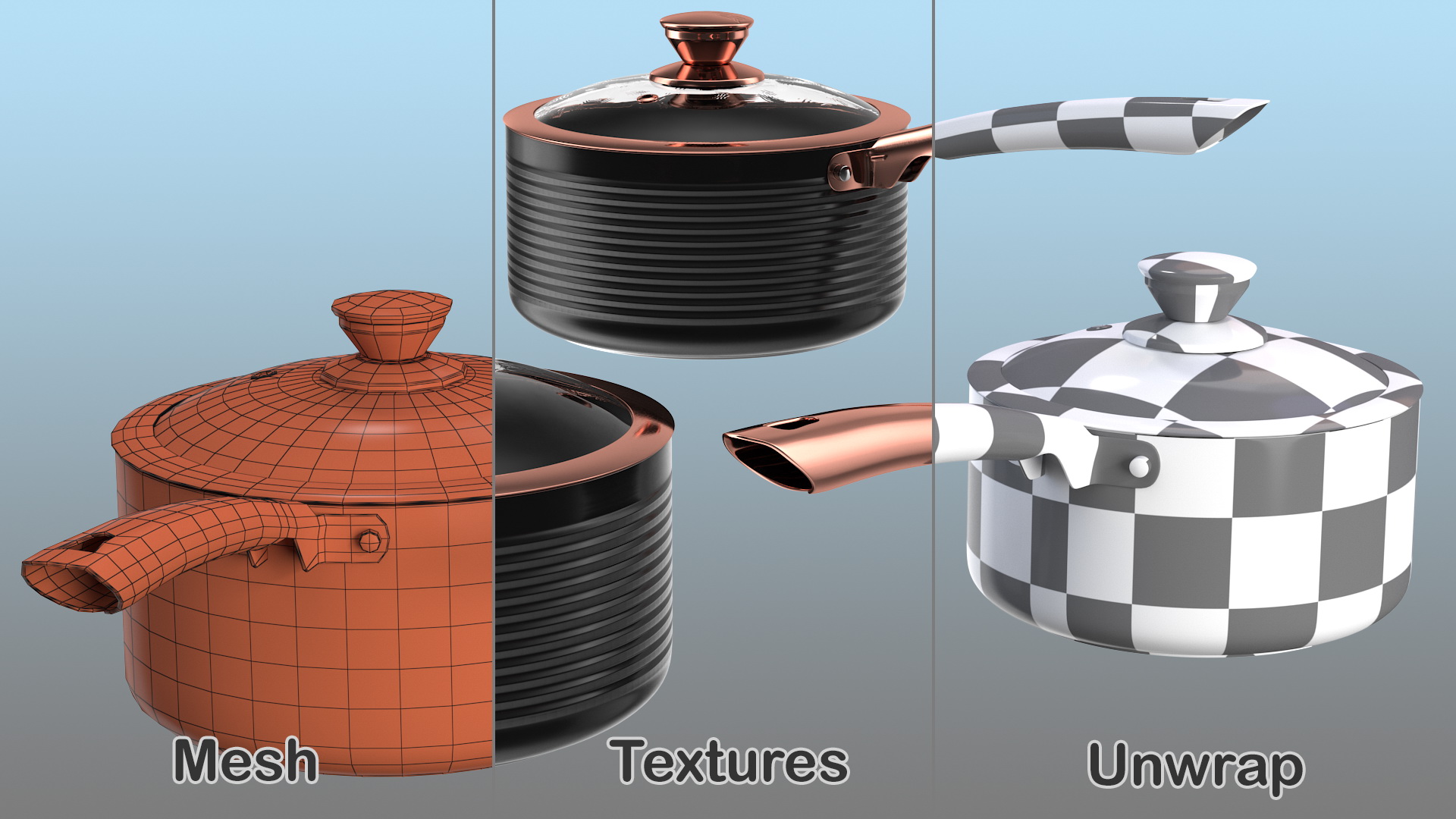 3D Tower Saucepan Set model