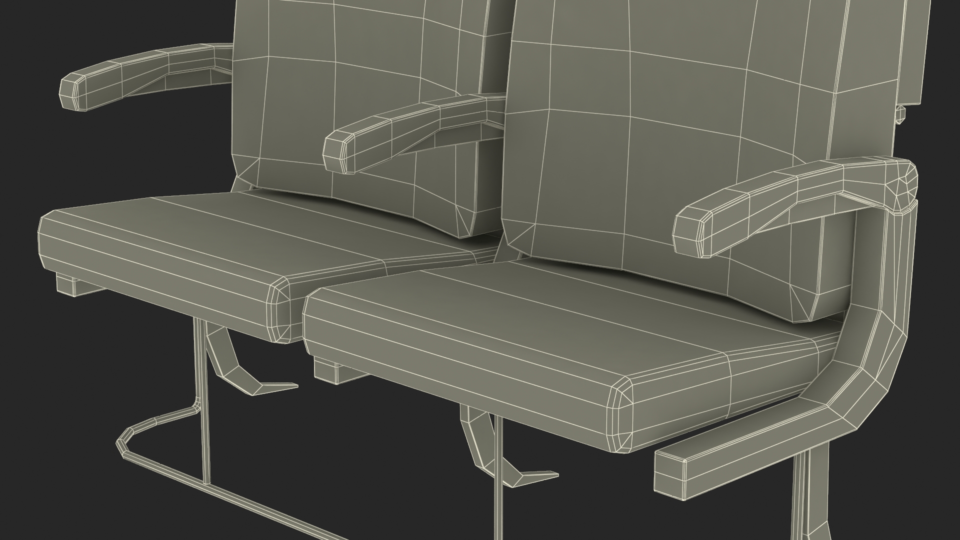 3D Passenger Aircraft Double Seats