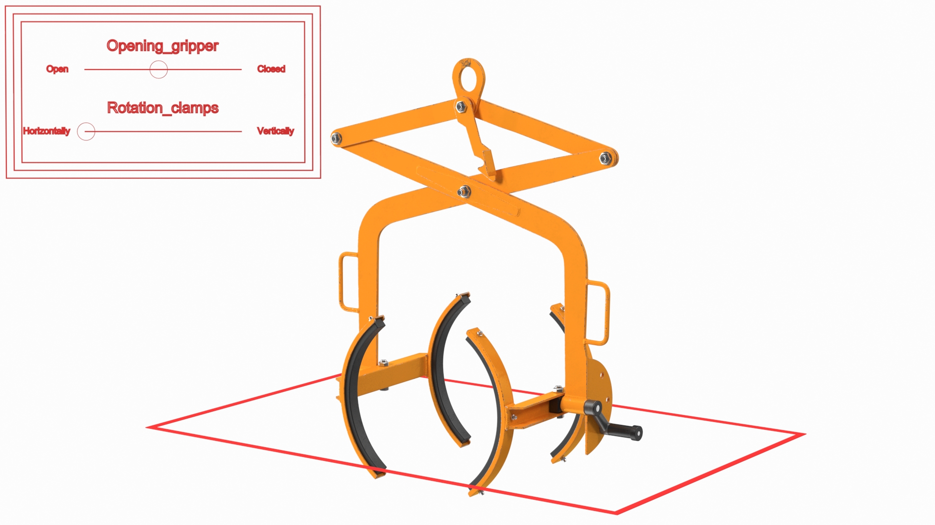 Crane Mounted Drum Lifter and Rotator Rigged 3D model