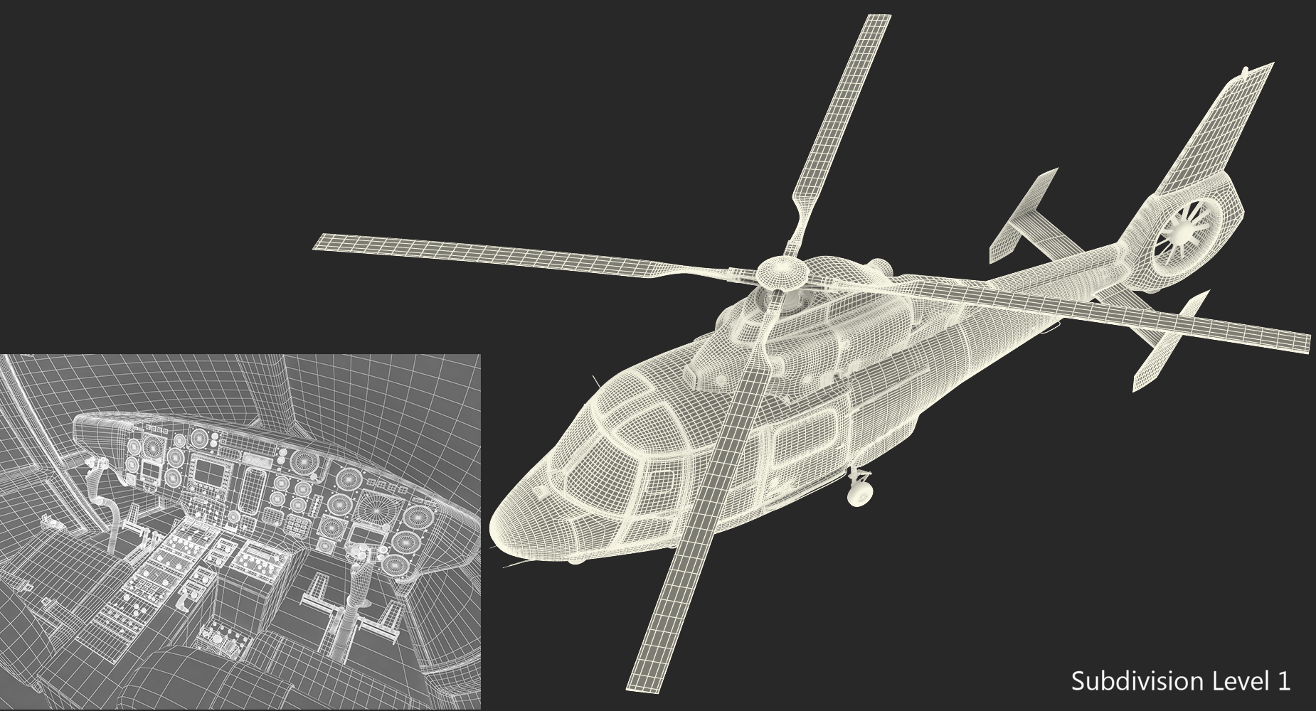 Helicopter Emergency Medical Eurocopter AS 365 N2 Dauphin Rigged 3D model