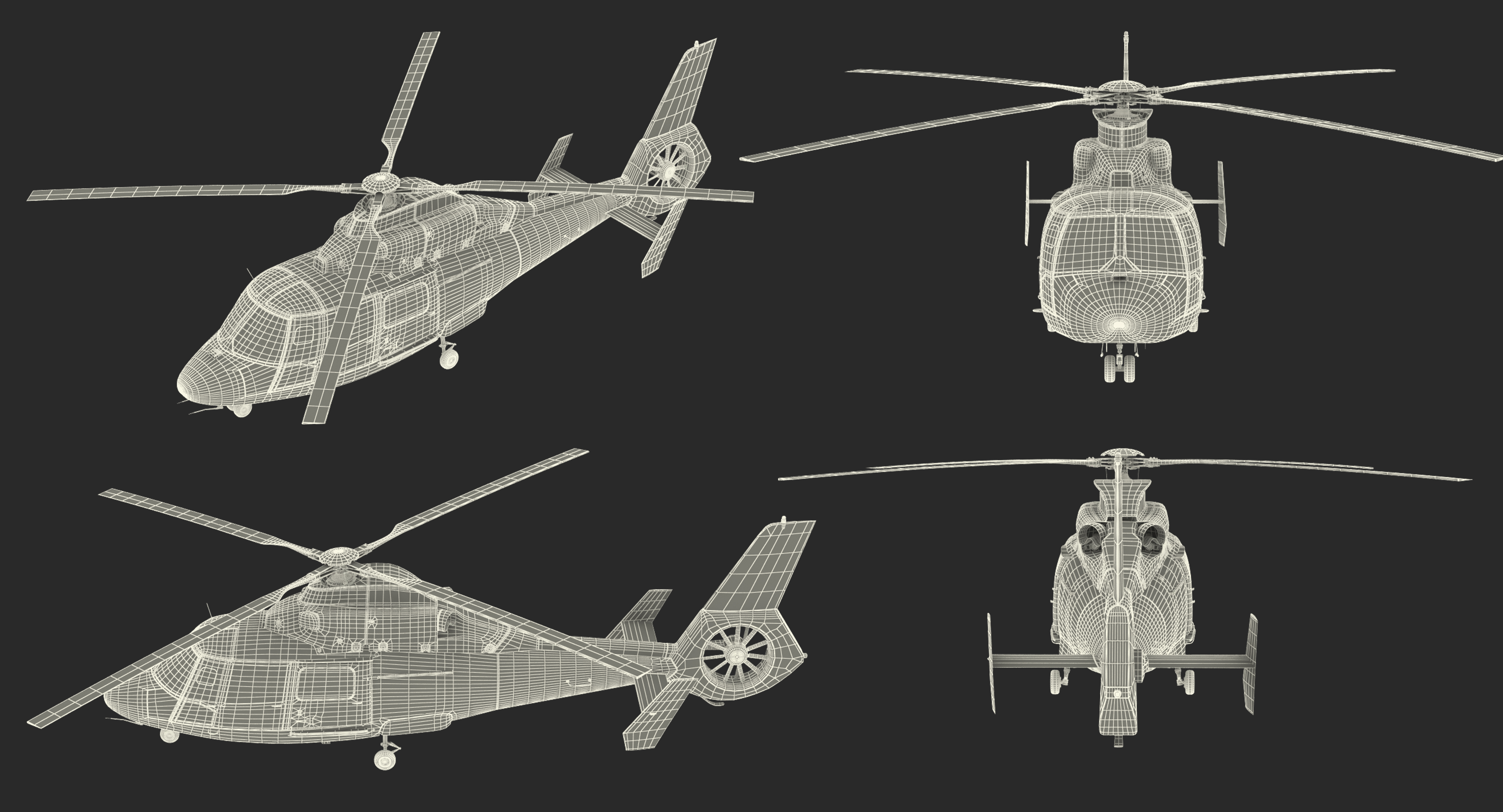 Helicopter Emergency Medical Eurocopter AS 365 N2 Dauphin Rigged 3D model