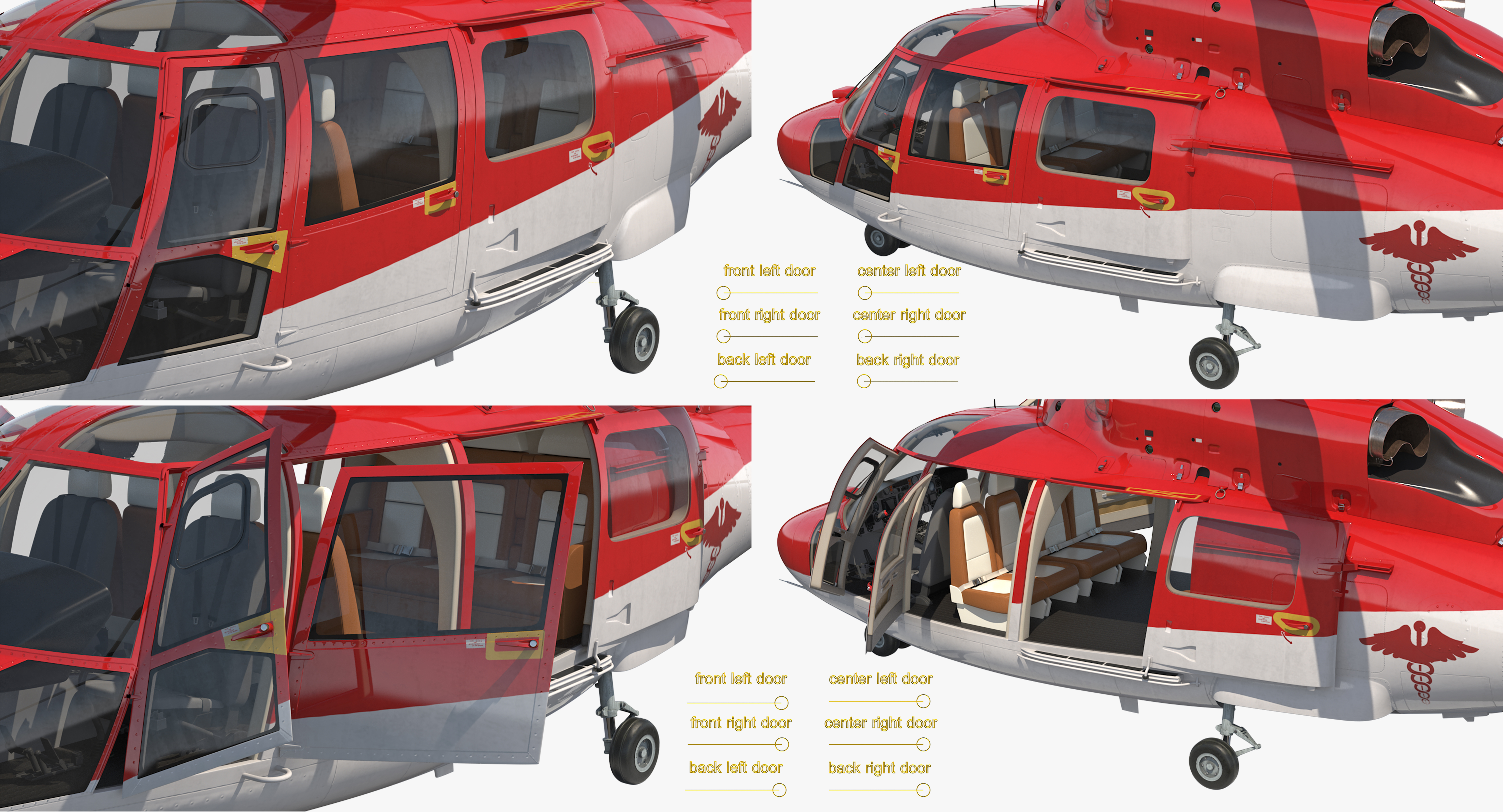 Helicopter Emergency Medical Eurocopter AS 365 N2 Dauphin Rigged 3D model