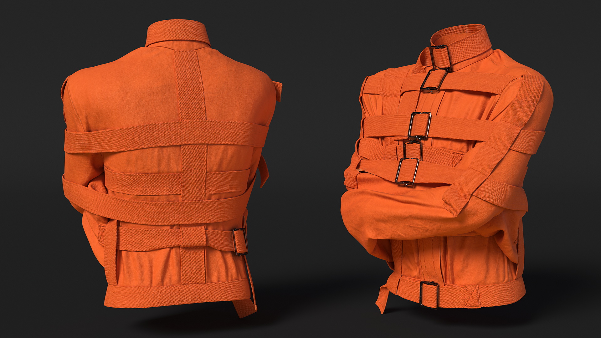 3D Straitjacket Restraint Outfit Orange