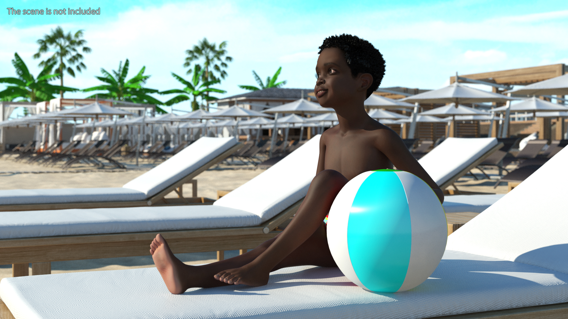 Black Child Boy Beach Style Rigged 3D model