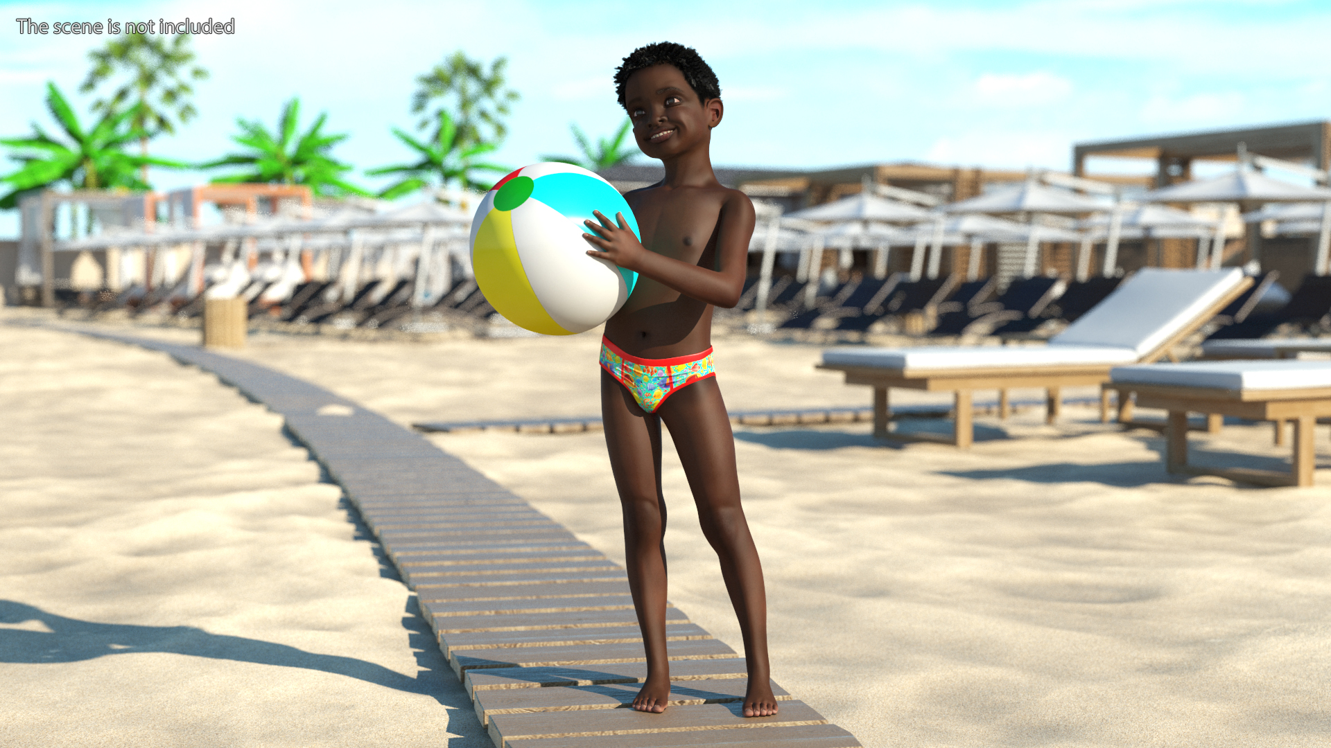 3D Black Child Boy Beach Style Rigged for Maya model