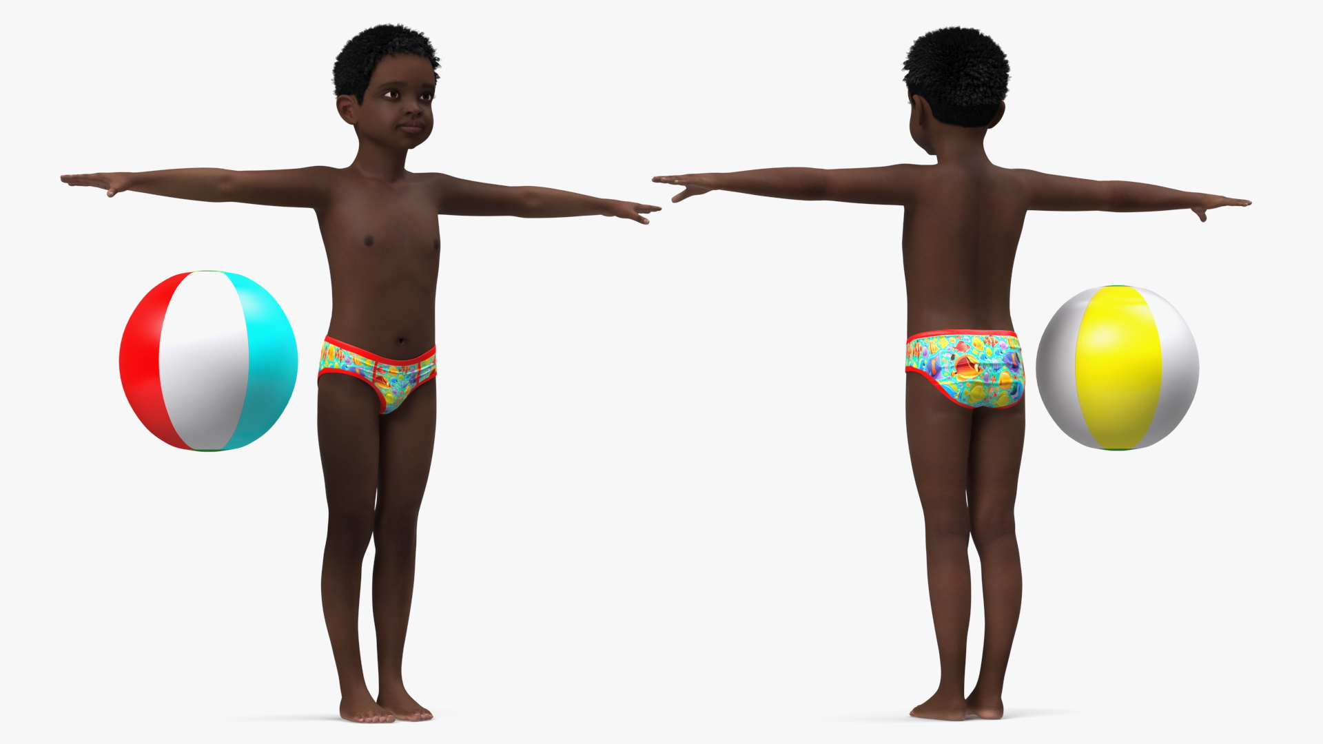 Black Child Boy Beach Style Rigged 3D model