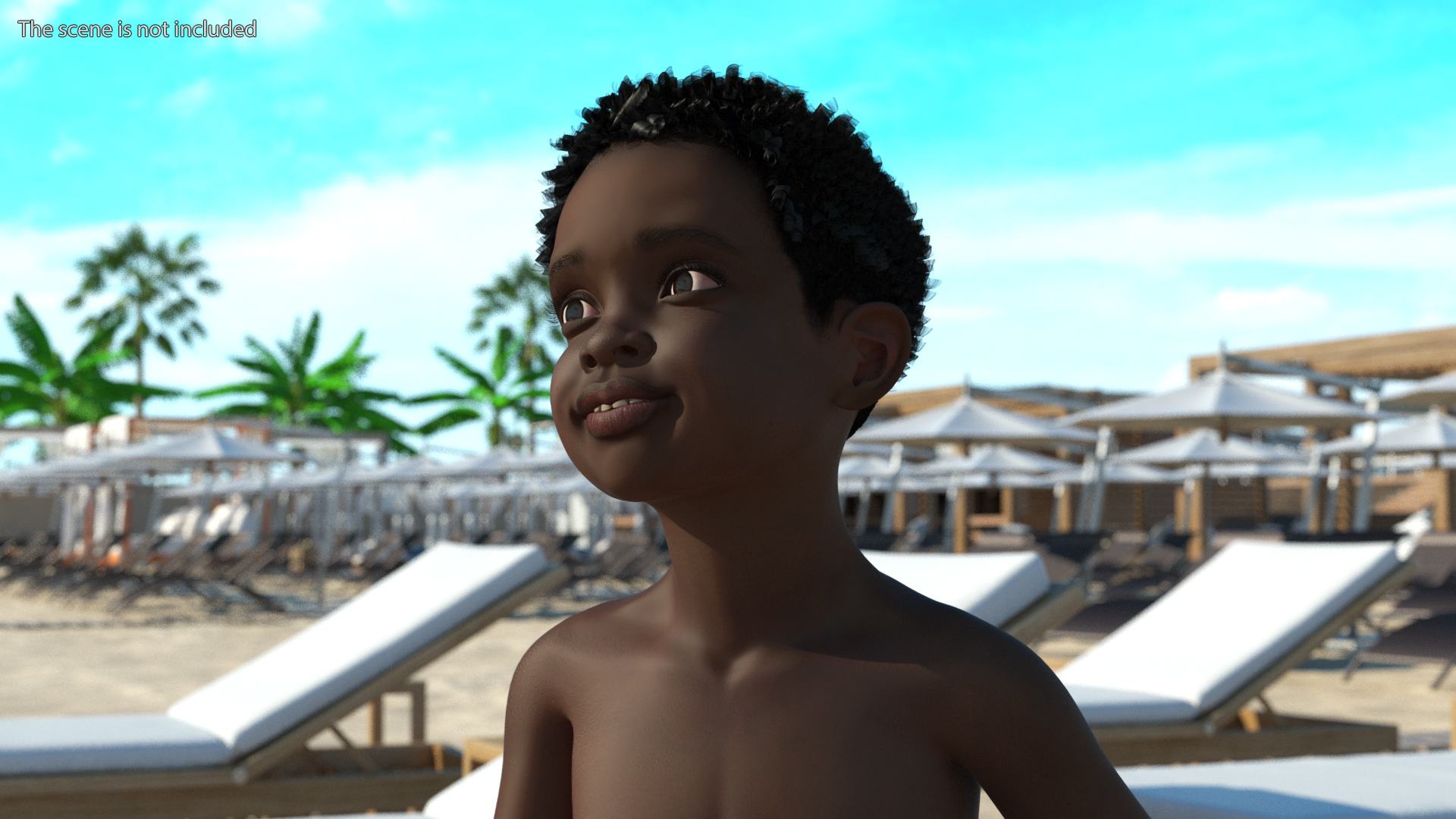 3D Black Child Boy Beach Style Rigged for Maya model