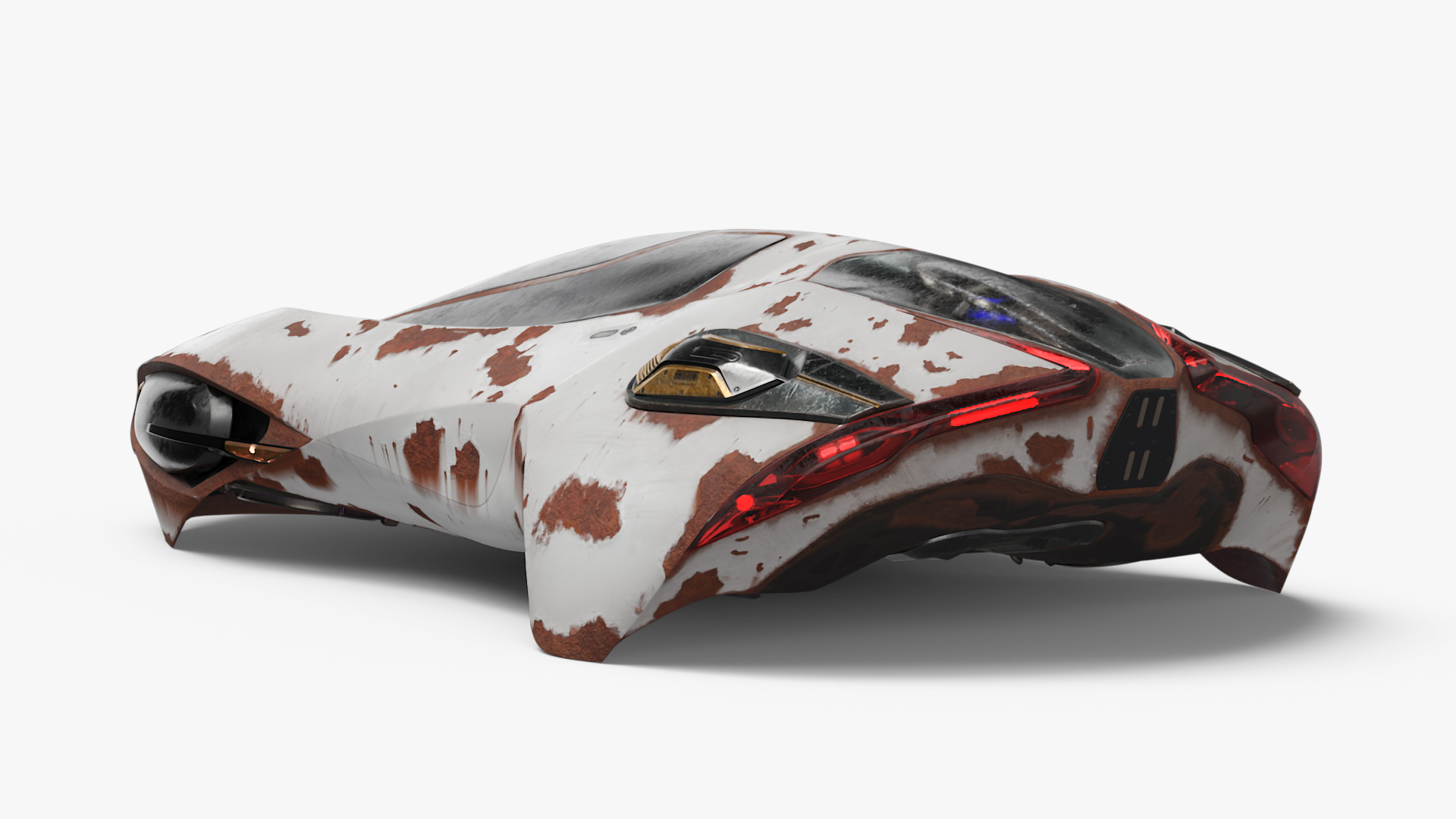 Futuristic Rusted Hover Car Rigged 3D model