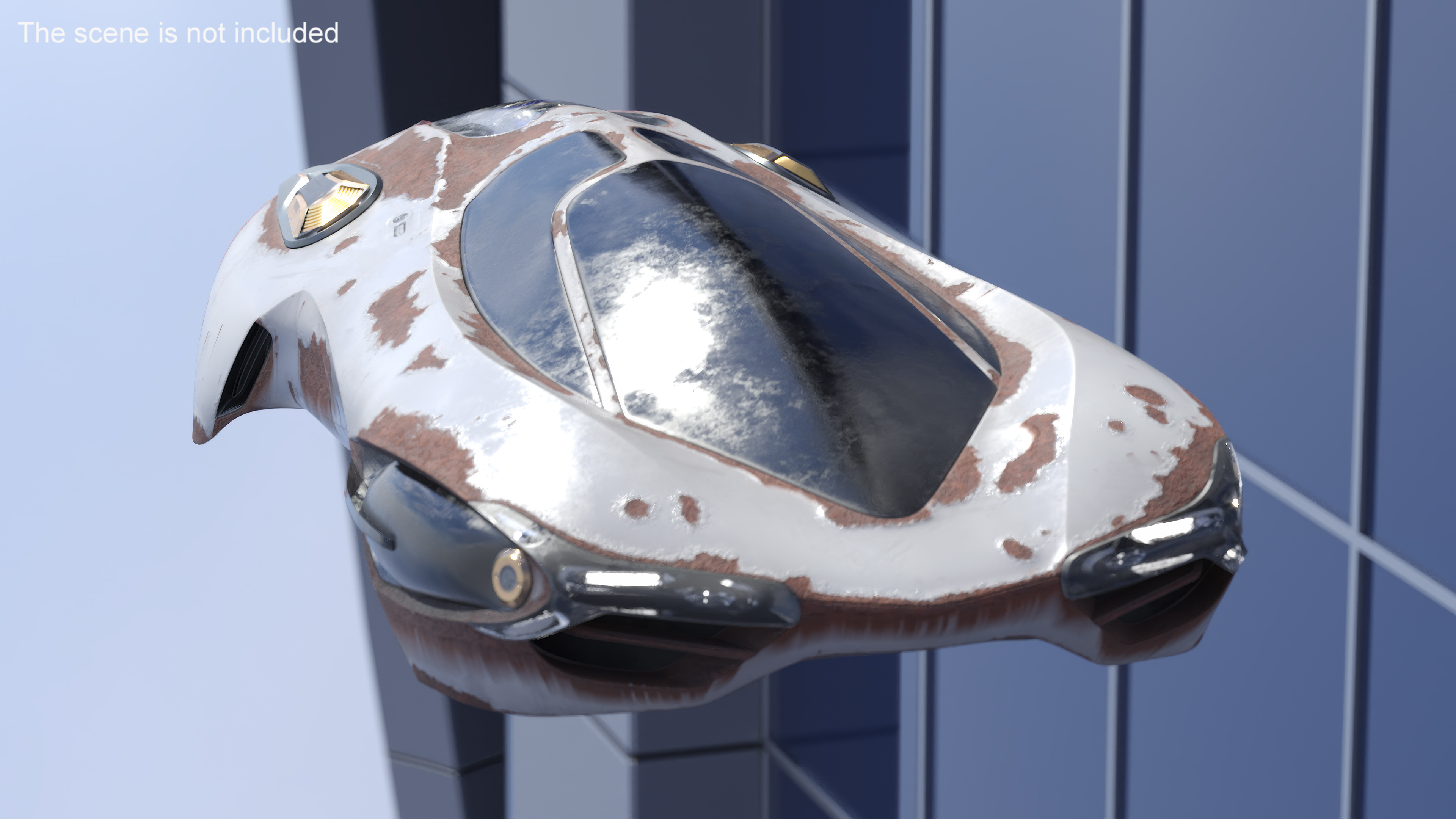 Futuristic Rusted Hover Car Rigged 3D model