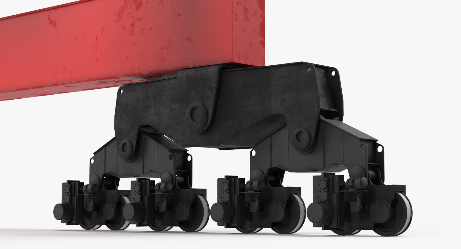 Port Container Crane Red with Container 3D model