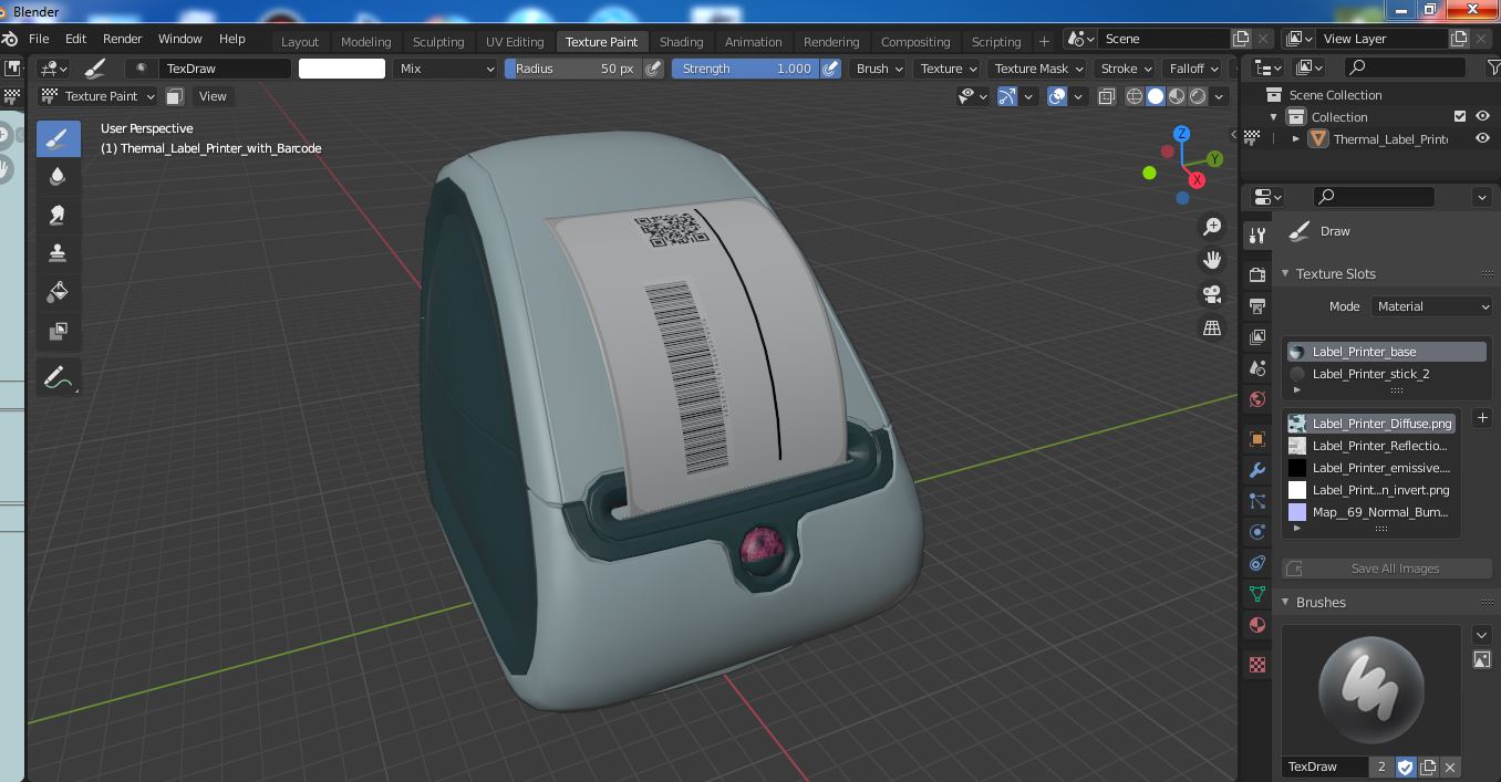 Thermal Label Printer with Barcode 3D model