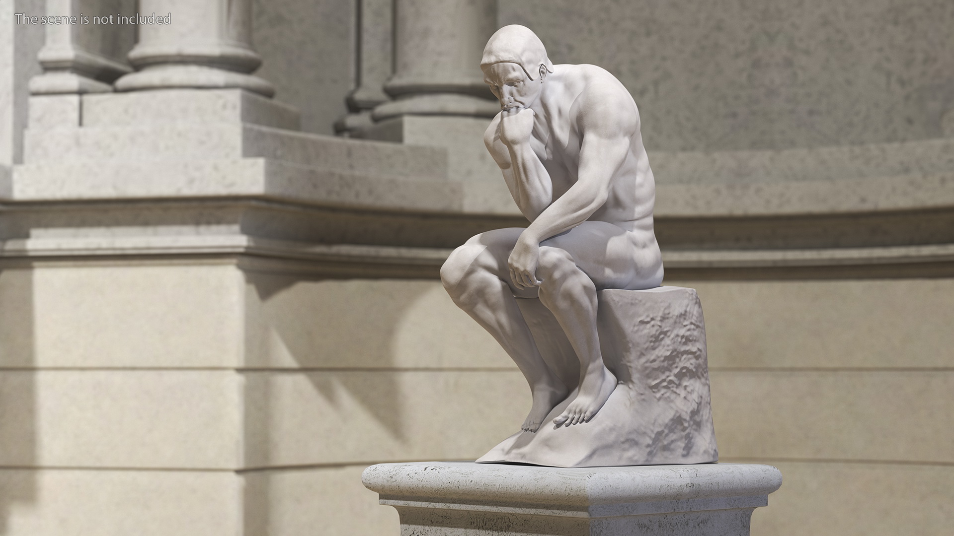 3D model The Thinker Statue Gypsum