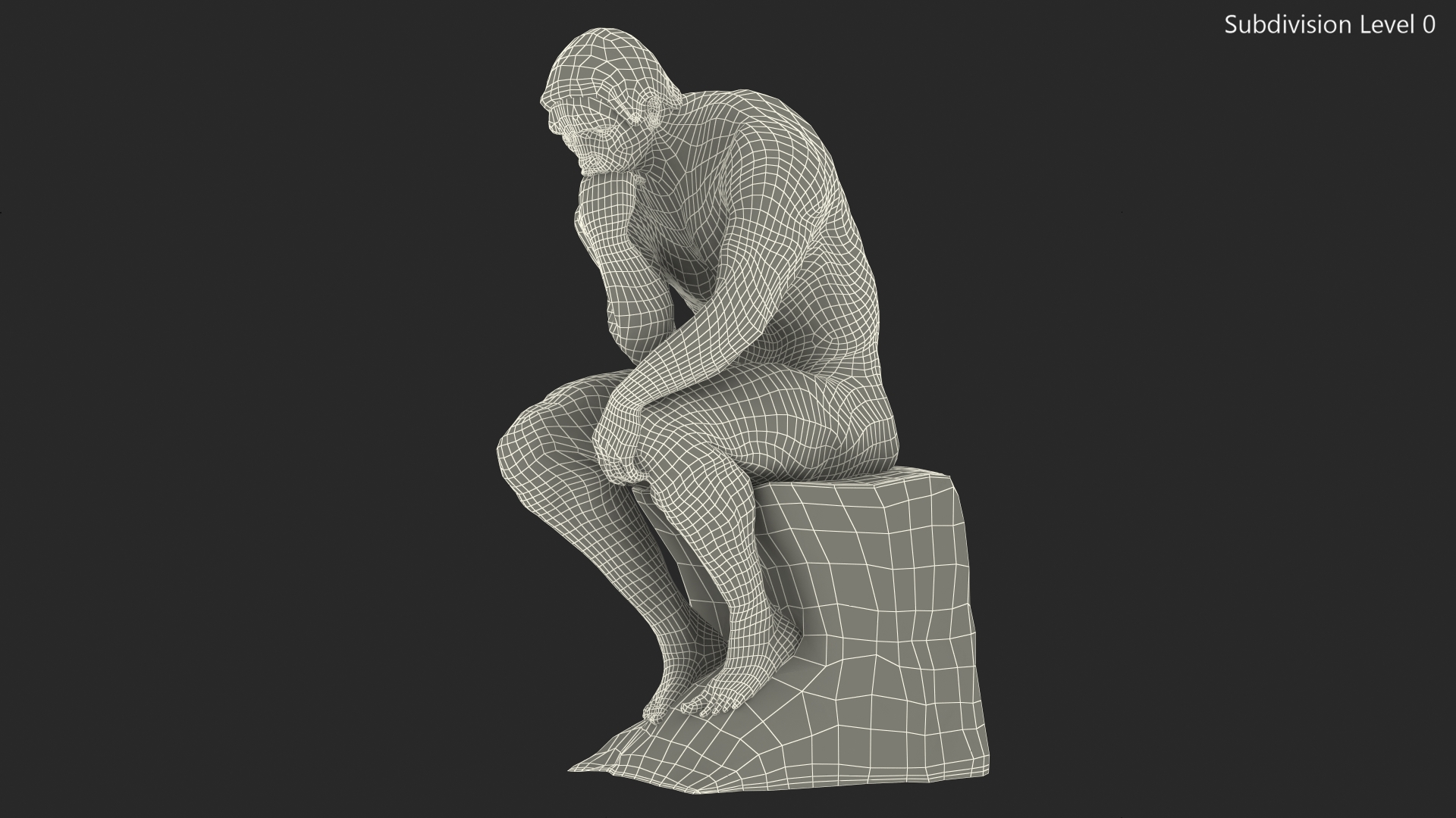 3D model The Thinker Statue Gypsum