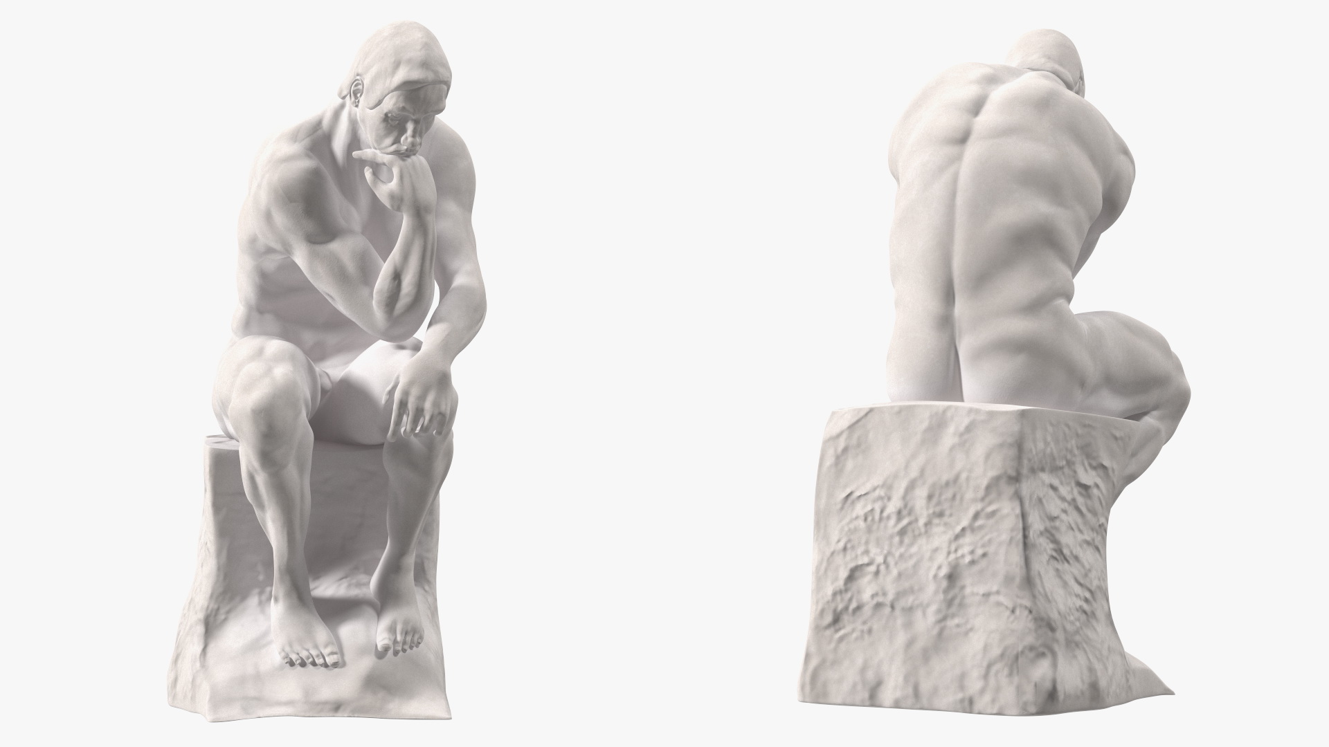 3D model The Thinker Statue Gypsum