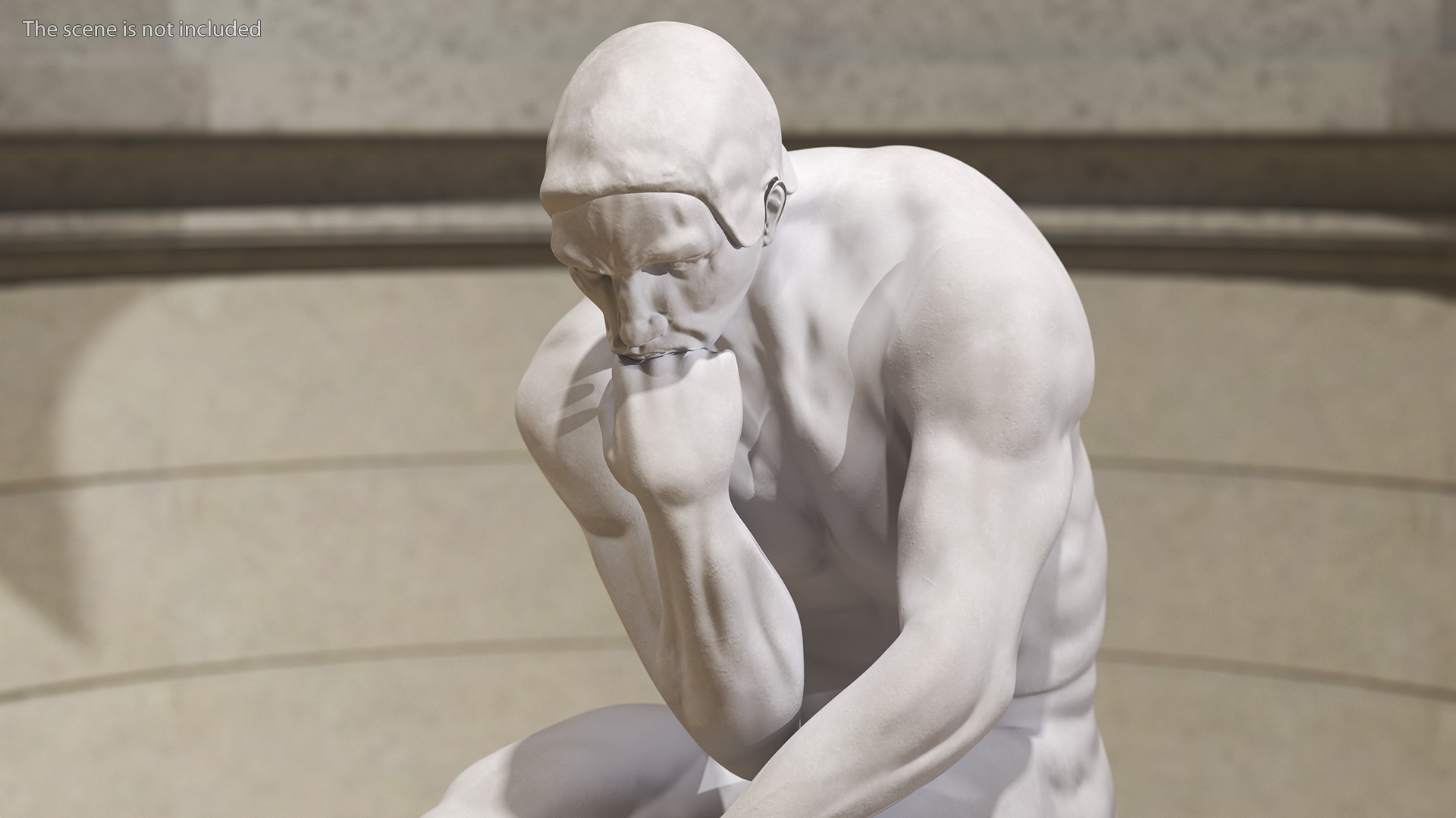 3D model The Thinker Statue Gypsum