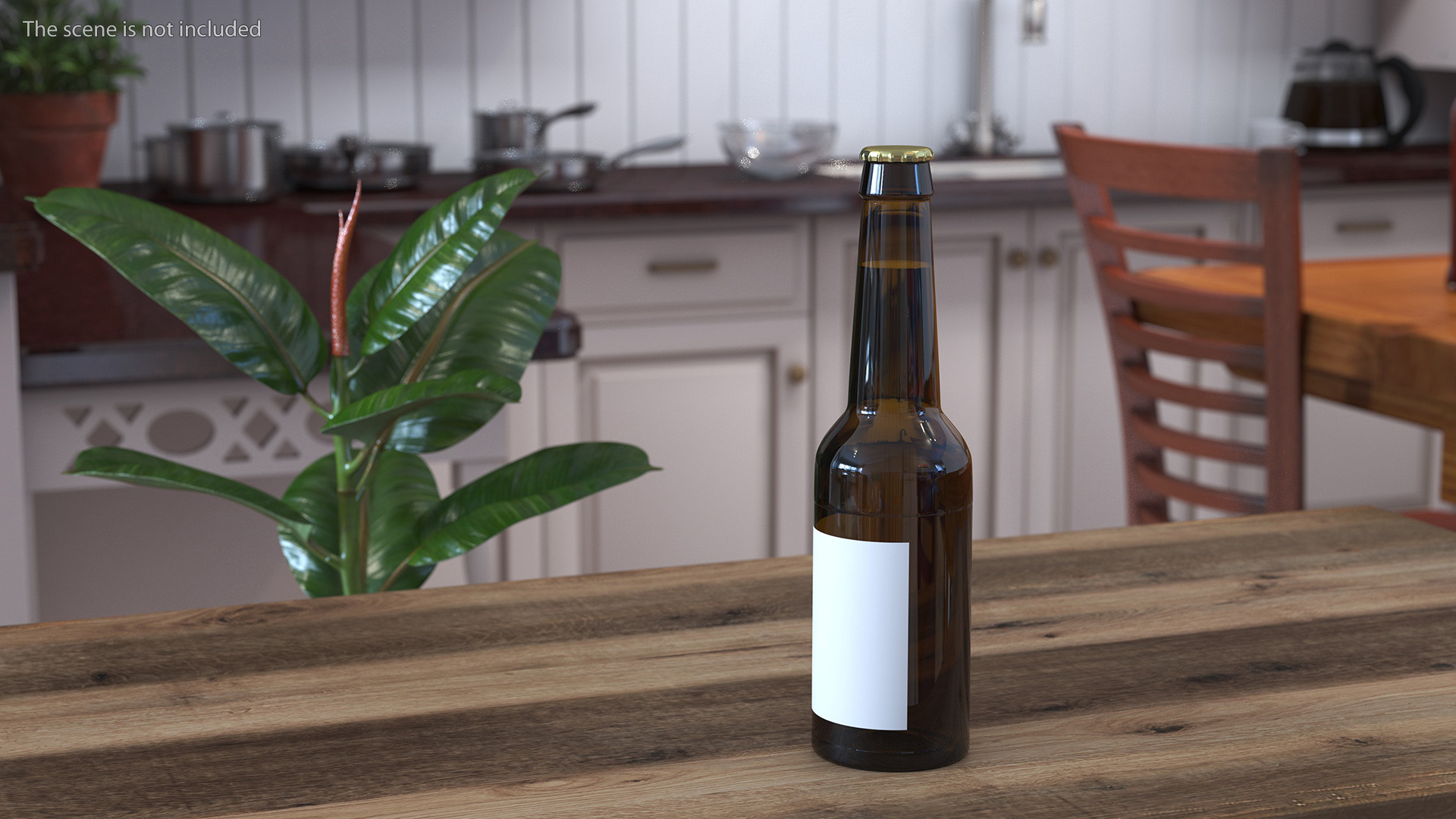 3D Glass Beer Bottle with Label model