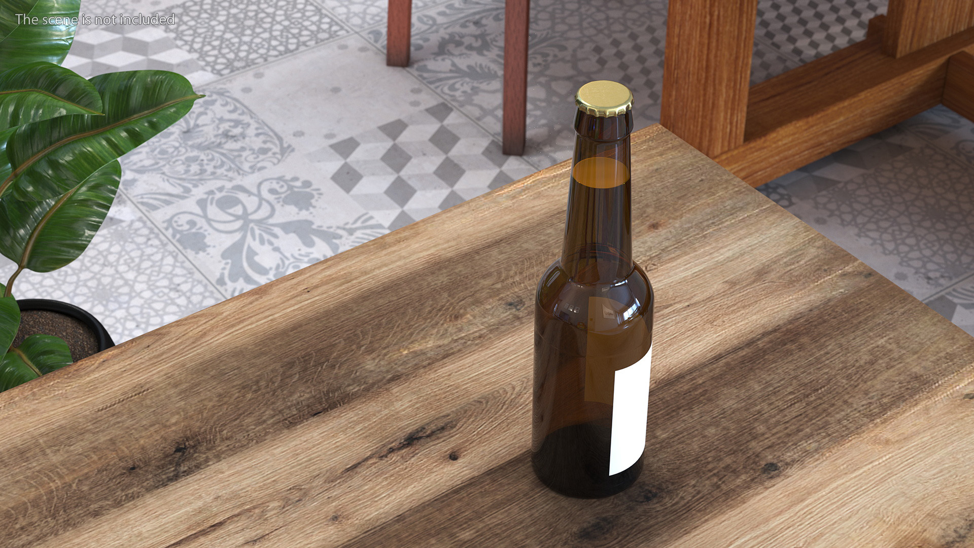 3D Glass Beer Bottle with Label model