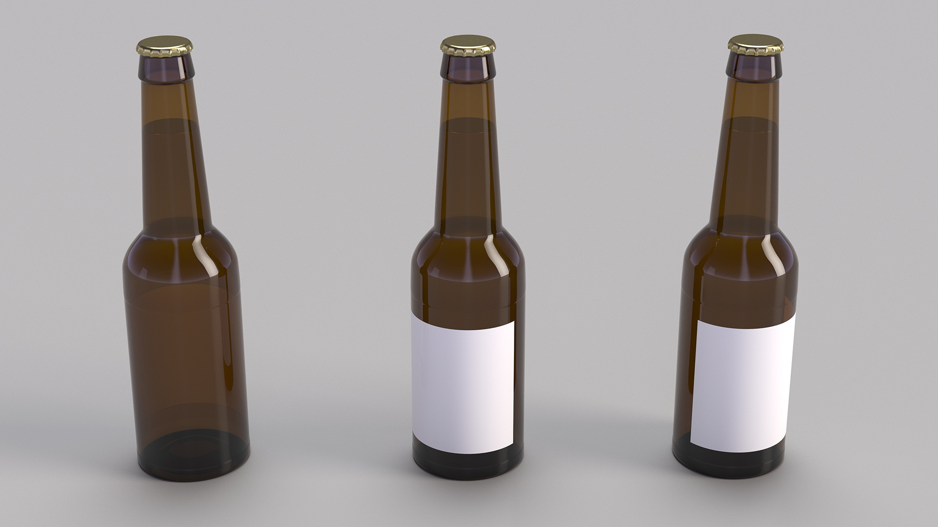 3D Glass Beer Bottle with Label model