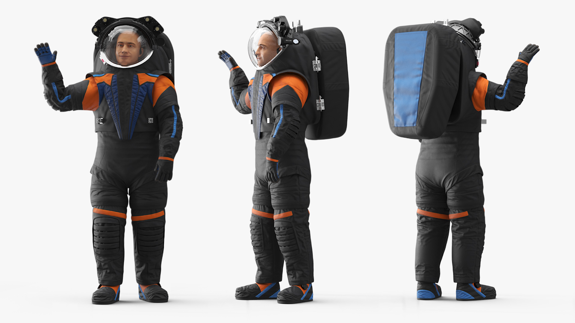 3D Astronaut Wearing Spacesuit Rigged for Cinema 4D model